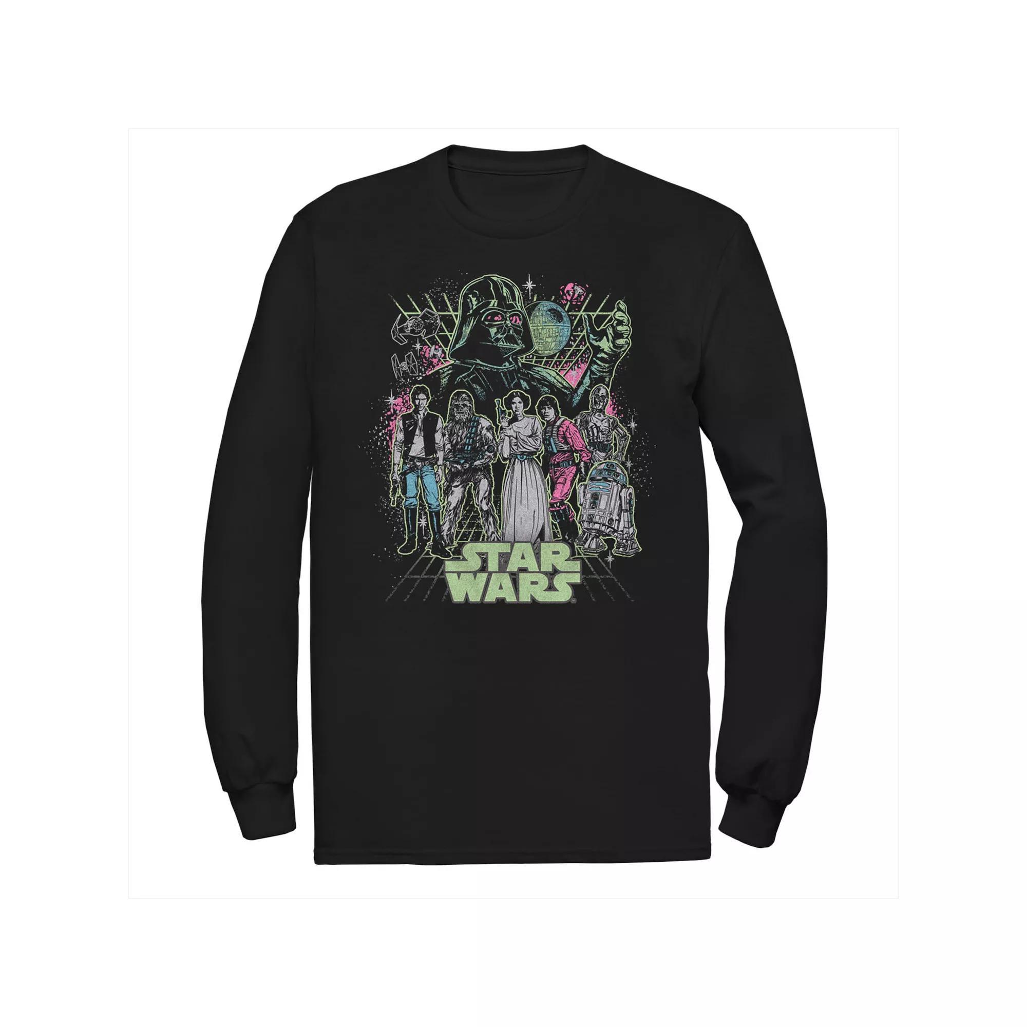 Men's Star Wars Neon Poster Long Sleeve Graphic Tee, Size: Small, Black Product Image