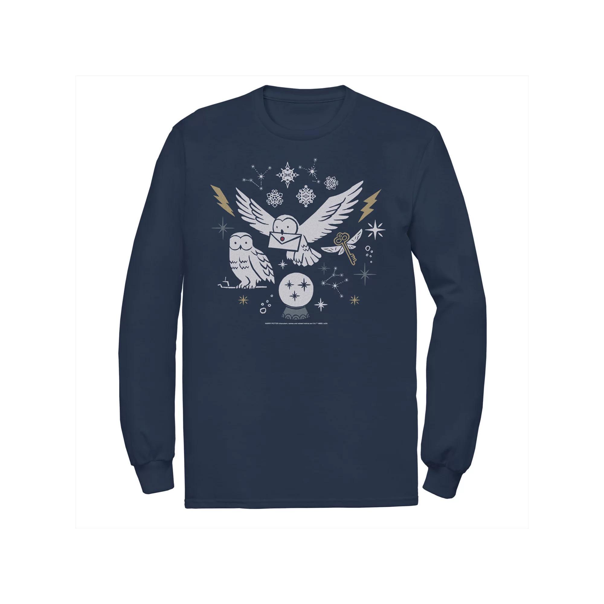 Men's Harry Potter Christmas Winter Owls Tee, Size: XXL, Blue Product Image
