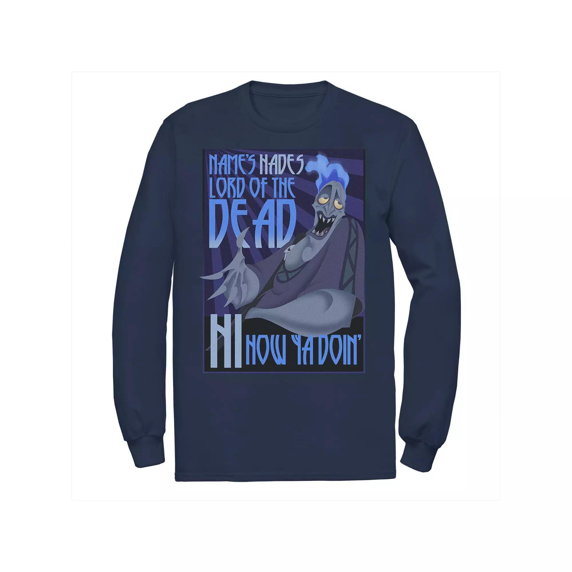 Men's Disney's Hercules The Name's Hades Quote Long Sleeve Tee, Size: Small, Blue Product Image