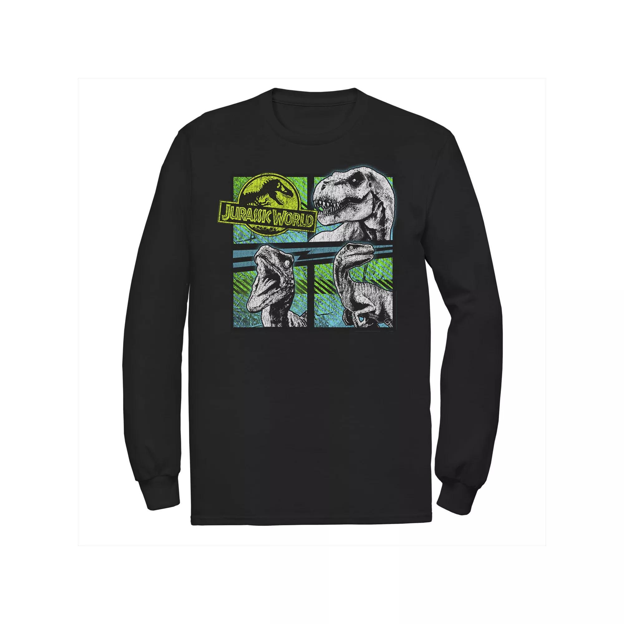 Men's Jurassic World Dinosaurs Group Of 3 Neon Long Sleeve Graphic Tee, Size: Small, Black Product Image