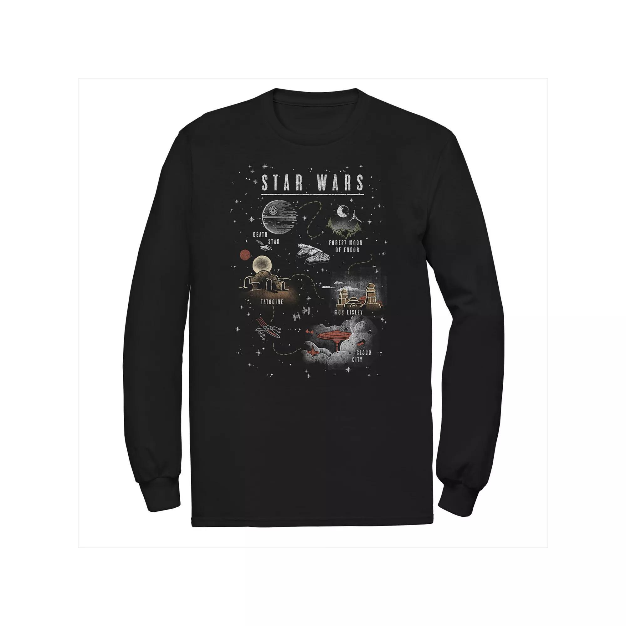 Big & Tall Star Wars Map To The Galaxy Vintage Long Sleeve Graphic Tee, Men's, Size: 4XL, Black Product Image