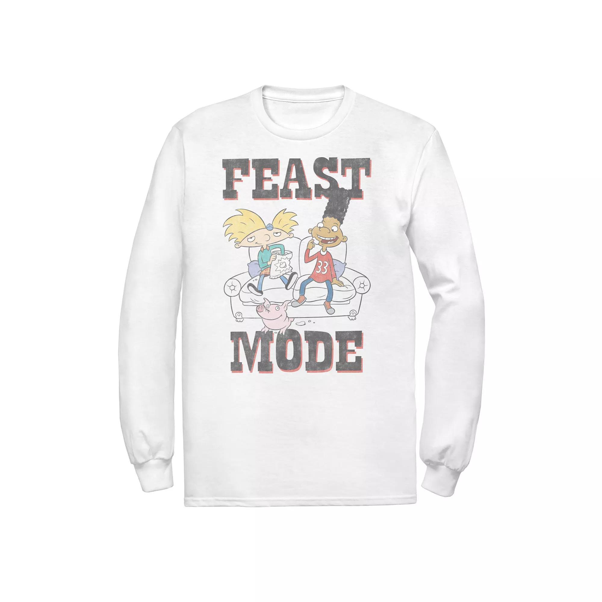 Men's Hey Arnold Feast Mode Vintage Long Sleeve Tee, Size: Medium, White Product Image