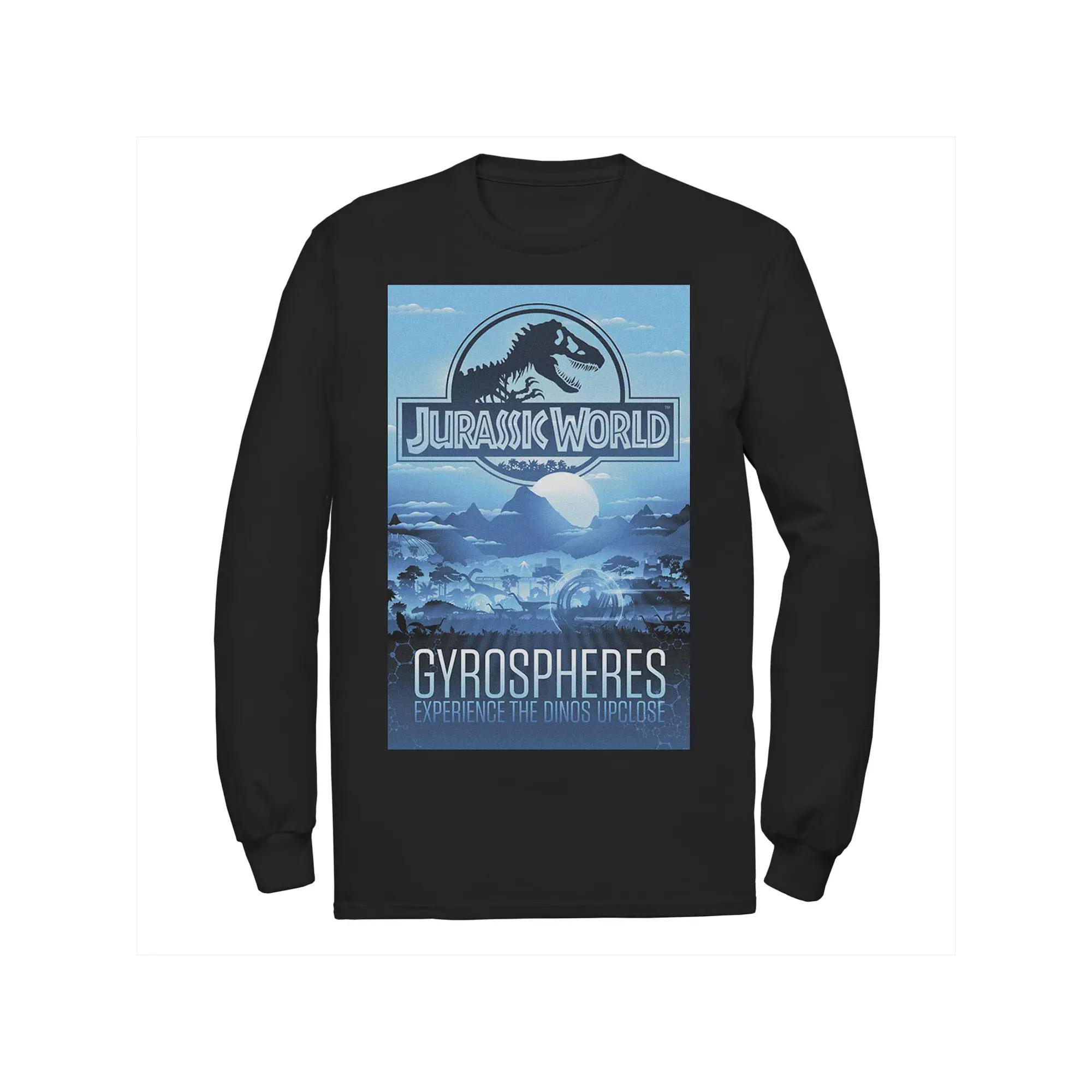 Men's Jurassic World Gyrospheres Tour Park Poster Tee, Size: Large, Black Product Image