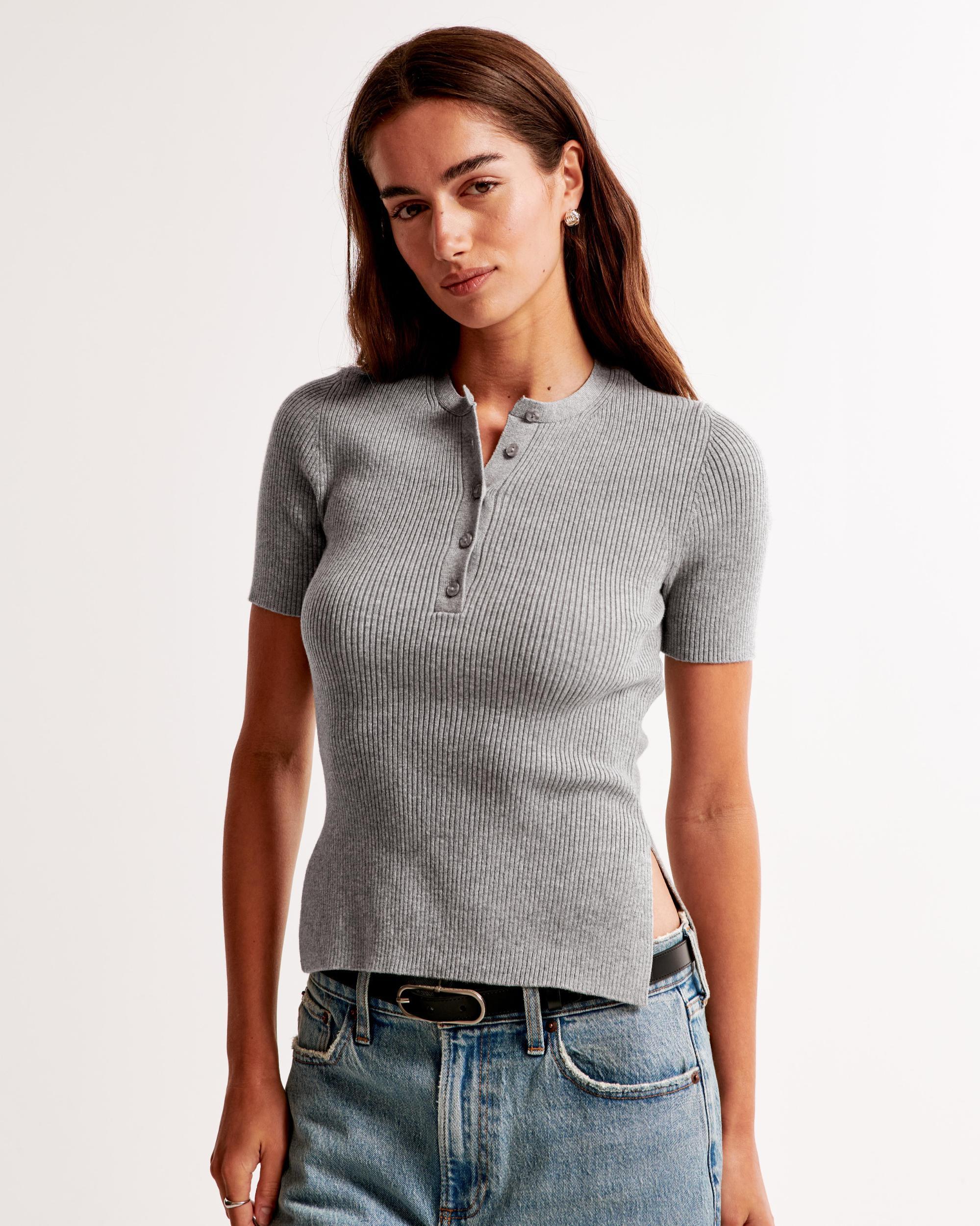 Slim Henley Sweater Tee Product Image