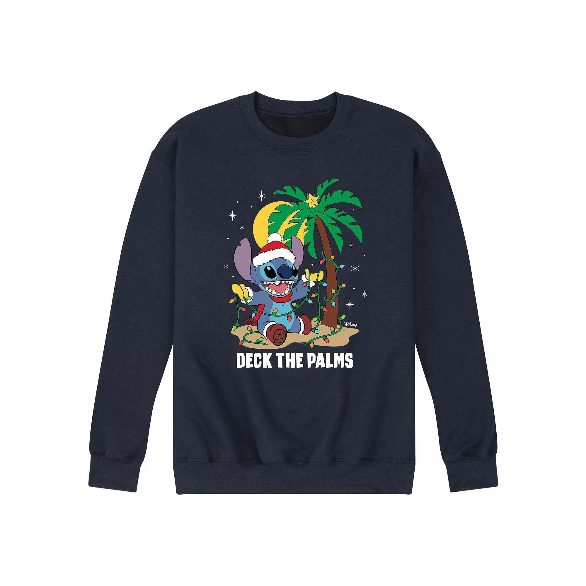 Disneys Lilo & Stitch Mens Deck The Palms Fleece Sweatshirt Blue Product Image