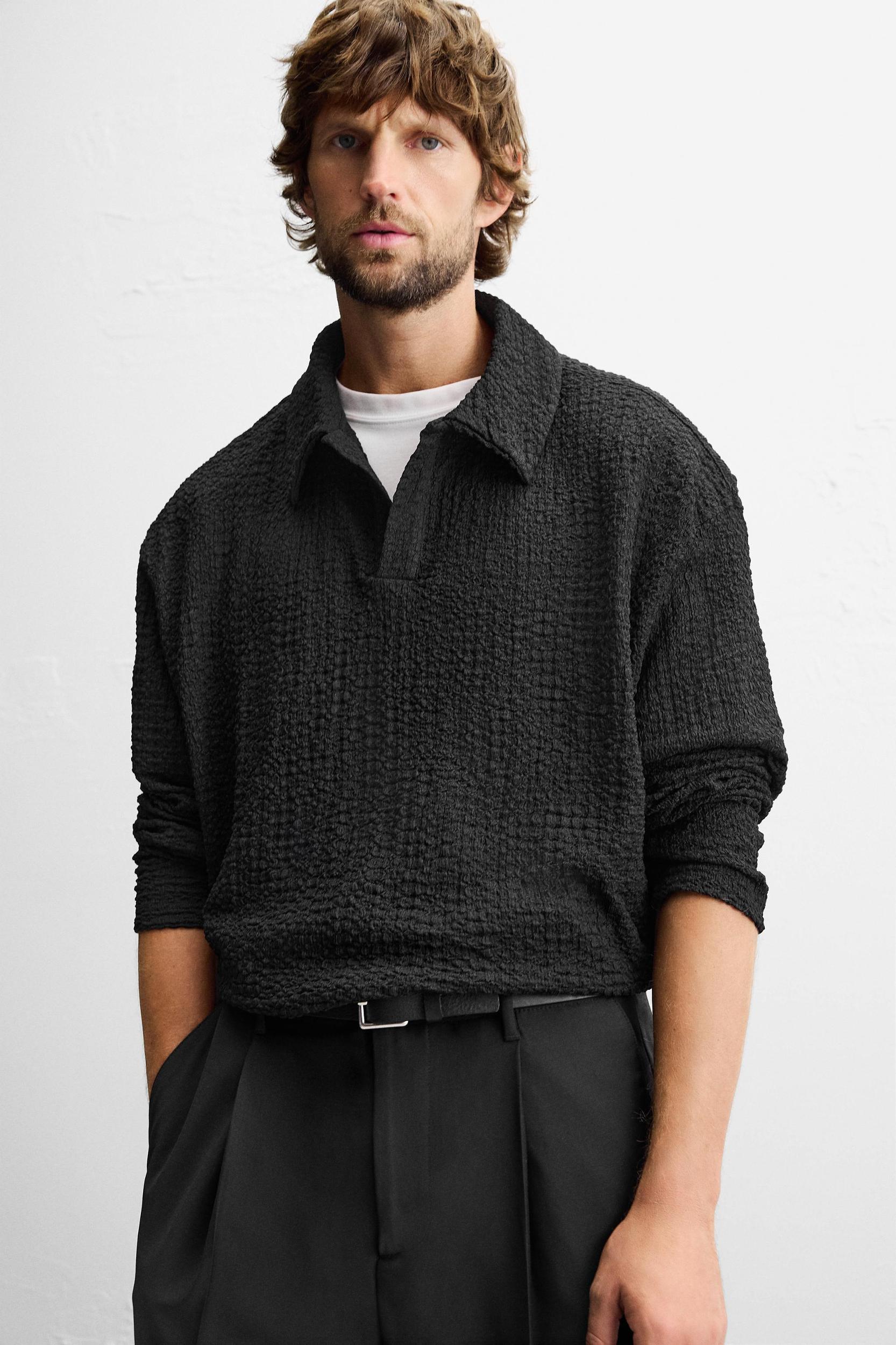 TEXTURED WEAVE JACQUARD POLO Product Image