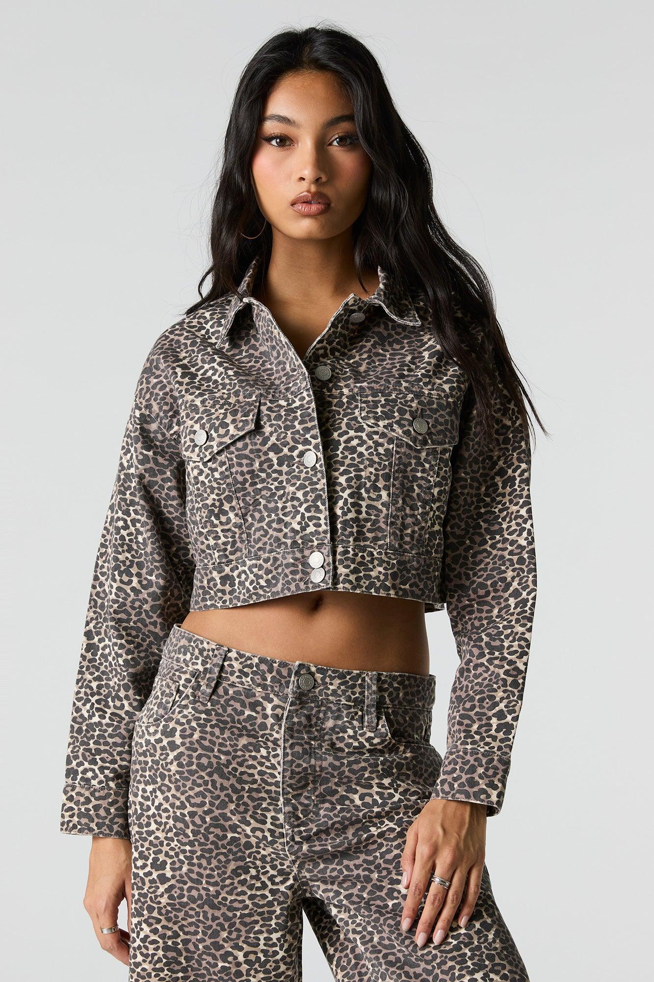 Printed Cropped Denim Jacket Female Product Image