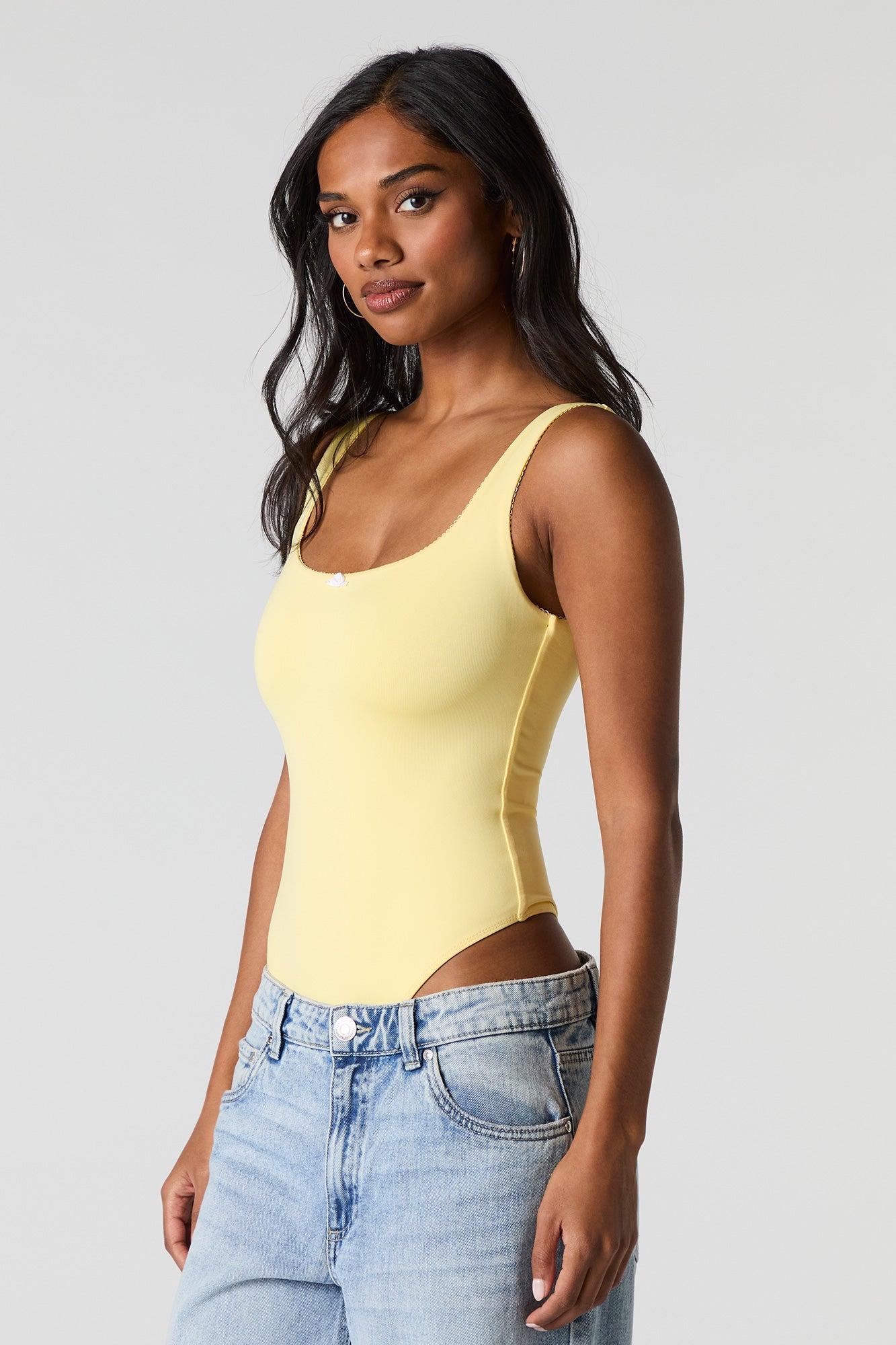 Contour Lace Rosette Trim Scoop Neck Bodysuit Female Product Image