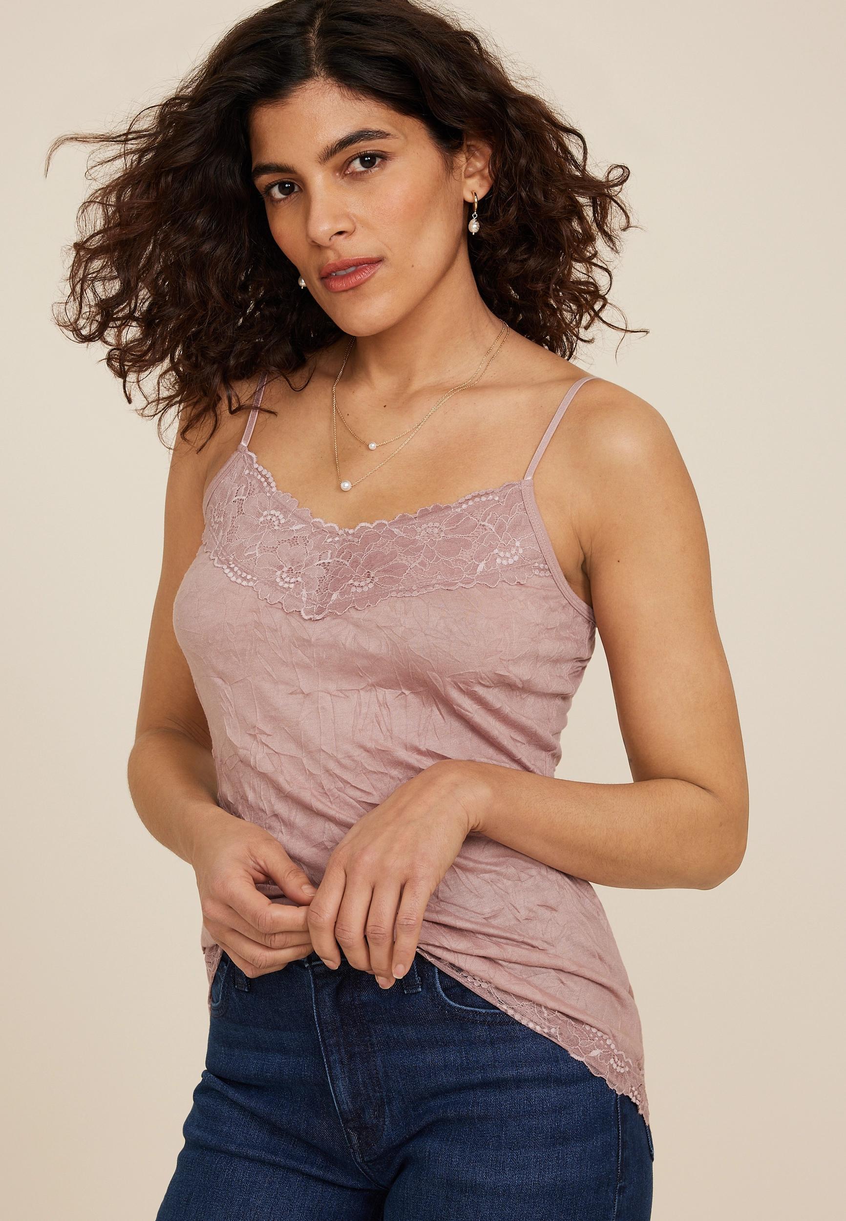 Lace Trim Crinkle Cami Product Image