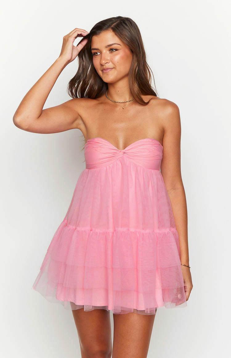 Amba Pink Strapless Mini Dress Product Image