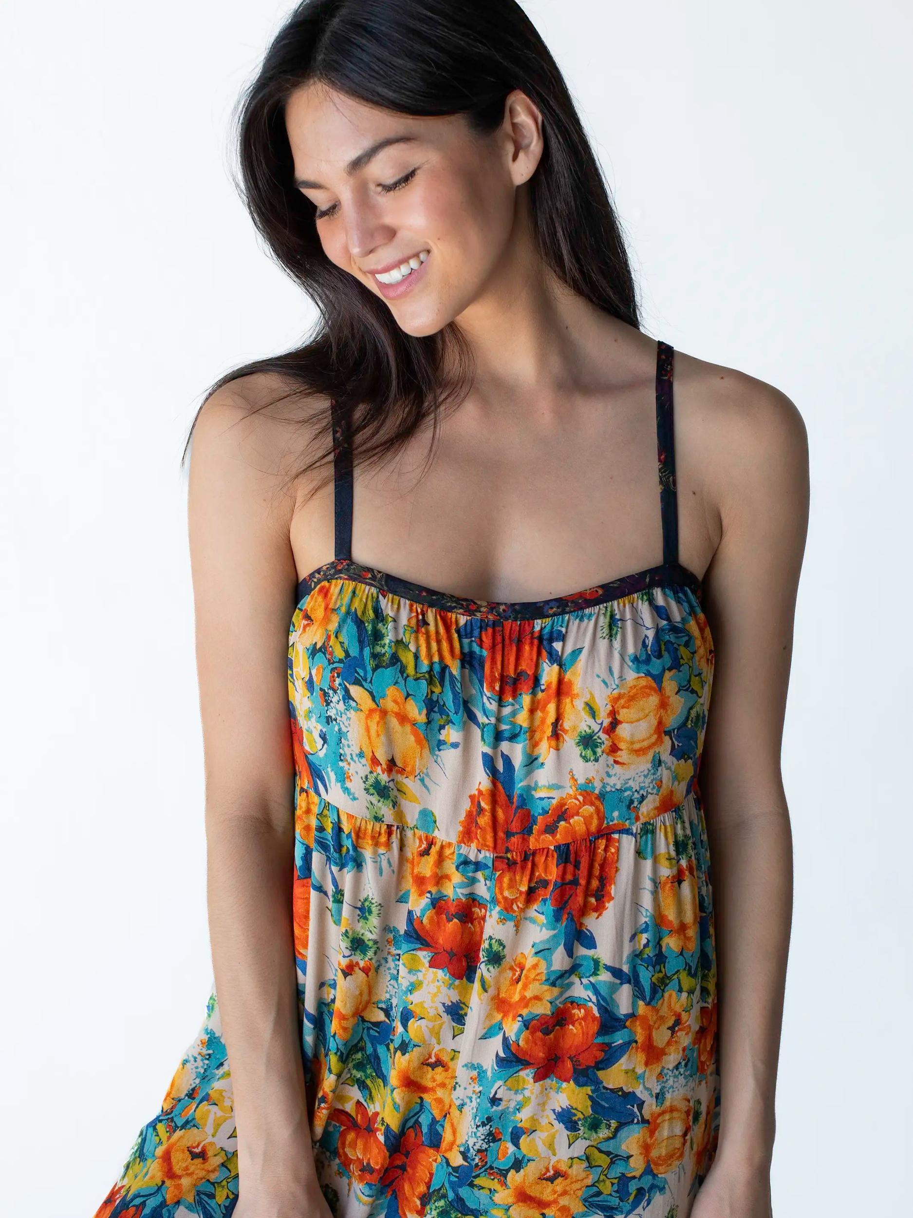 Stephanie Jumpsuit - Tan Orange Roses Product Image