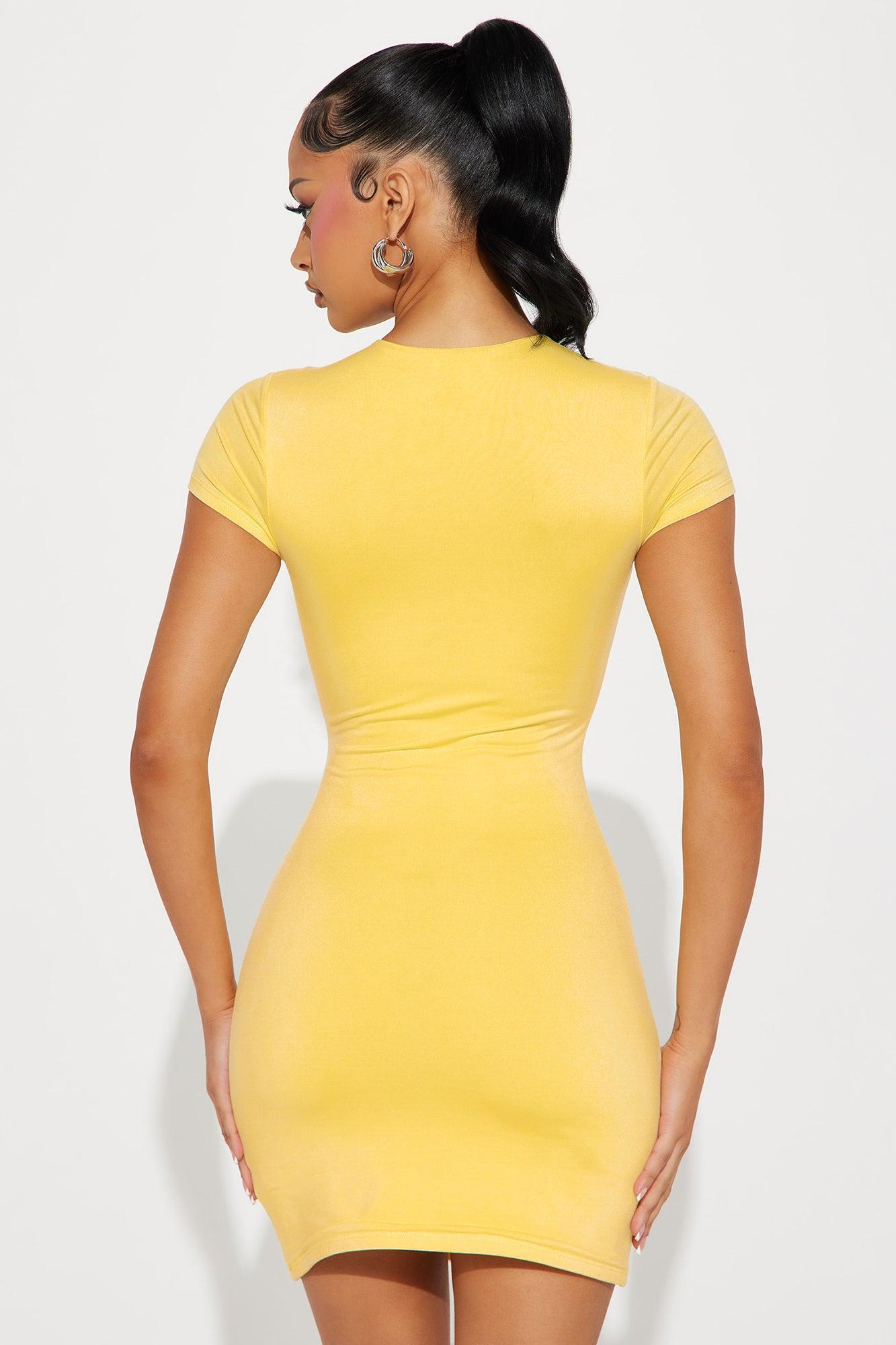 Daybreaker Double Lined Micro Mini Dress - Yellow Product Image