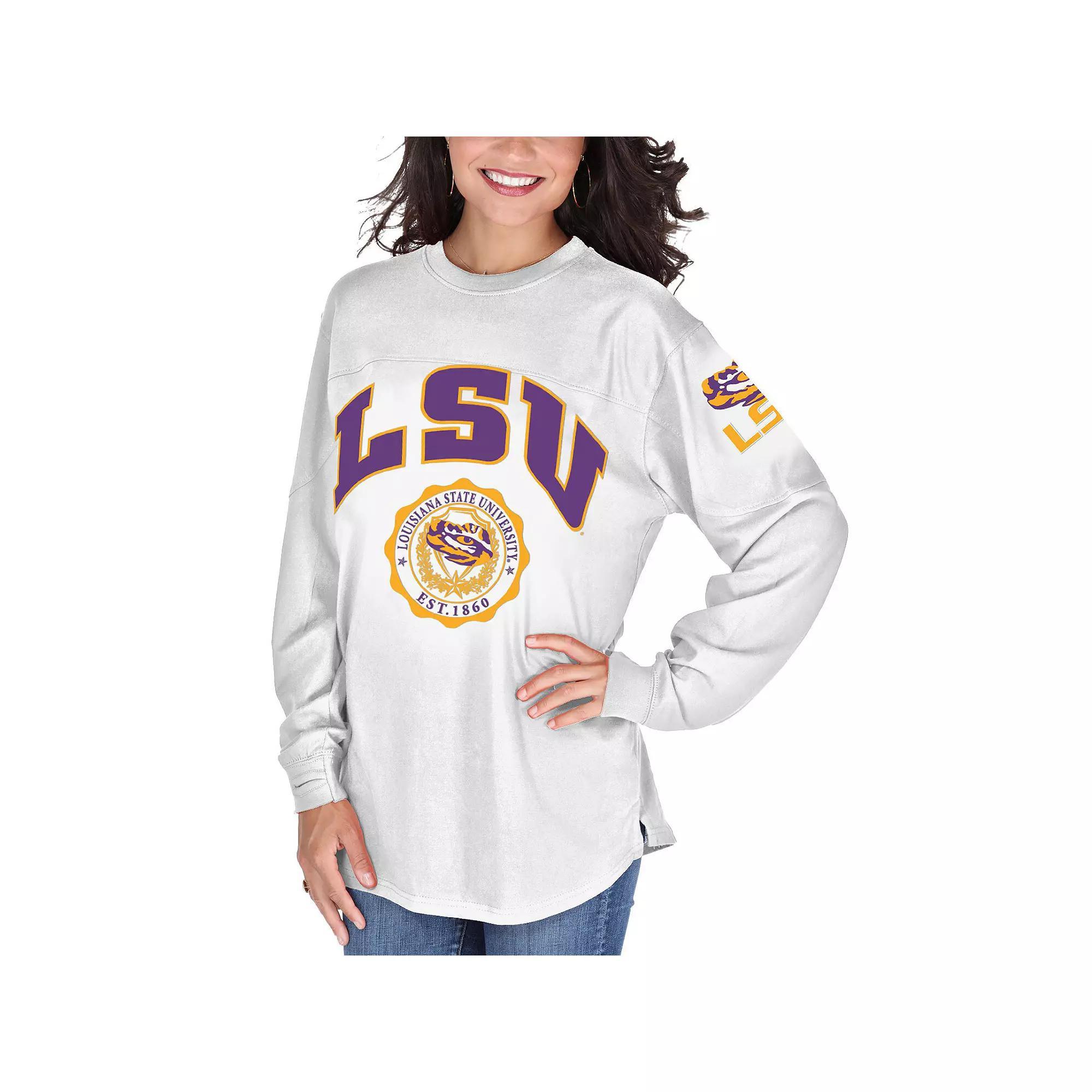 Women's White LSU Tigers Edith Long Sleeve T-Shirt, Size: 2XL Product Image