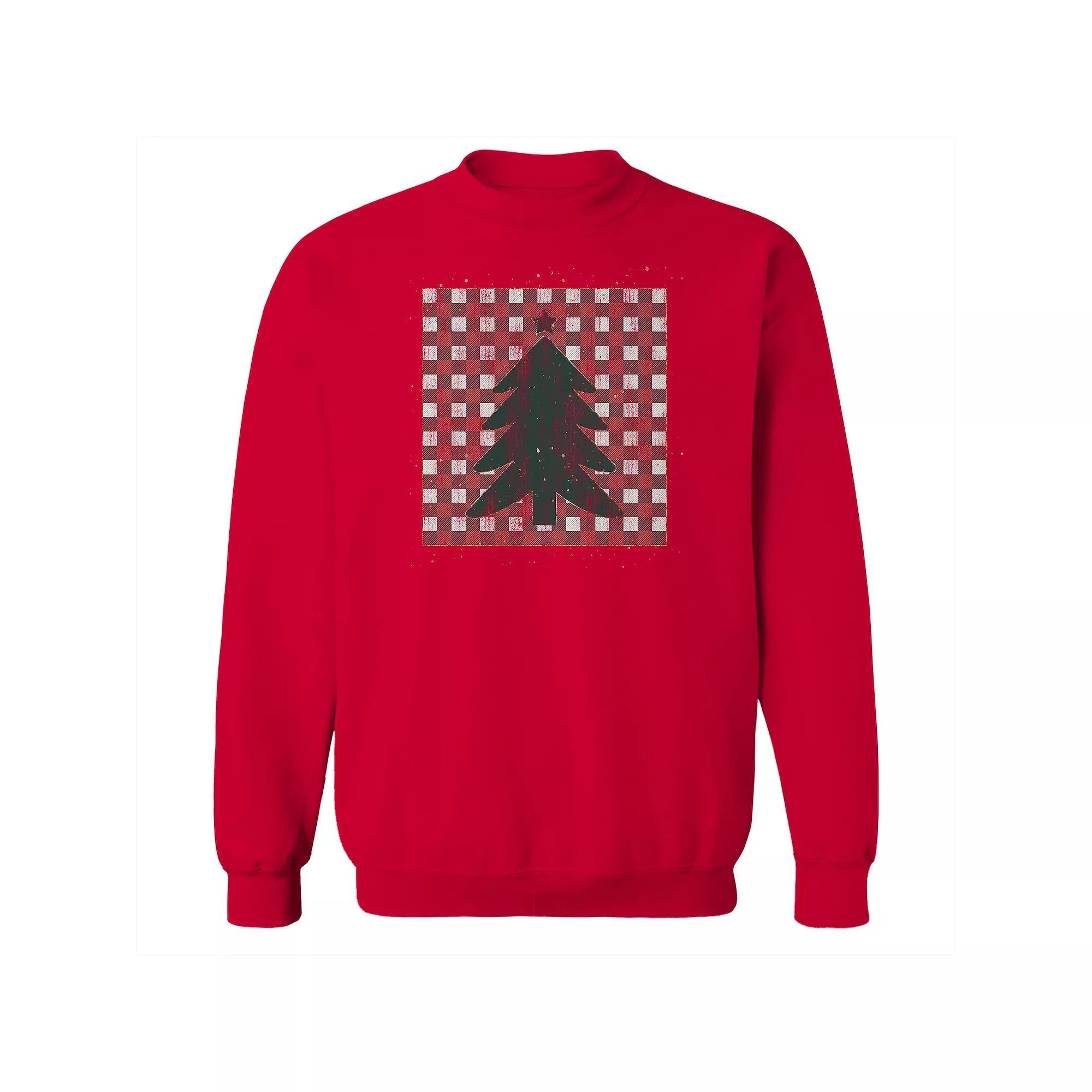 Men's Christmas Tree Fleece Sweatshirt, Women's, Size: Medium, Red Product Image