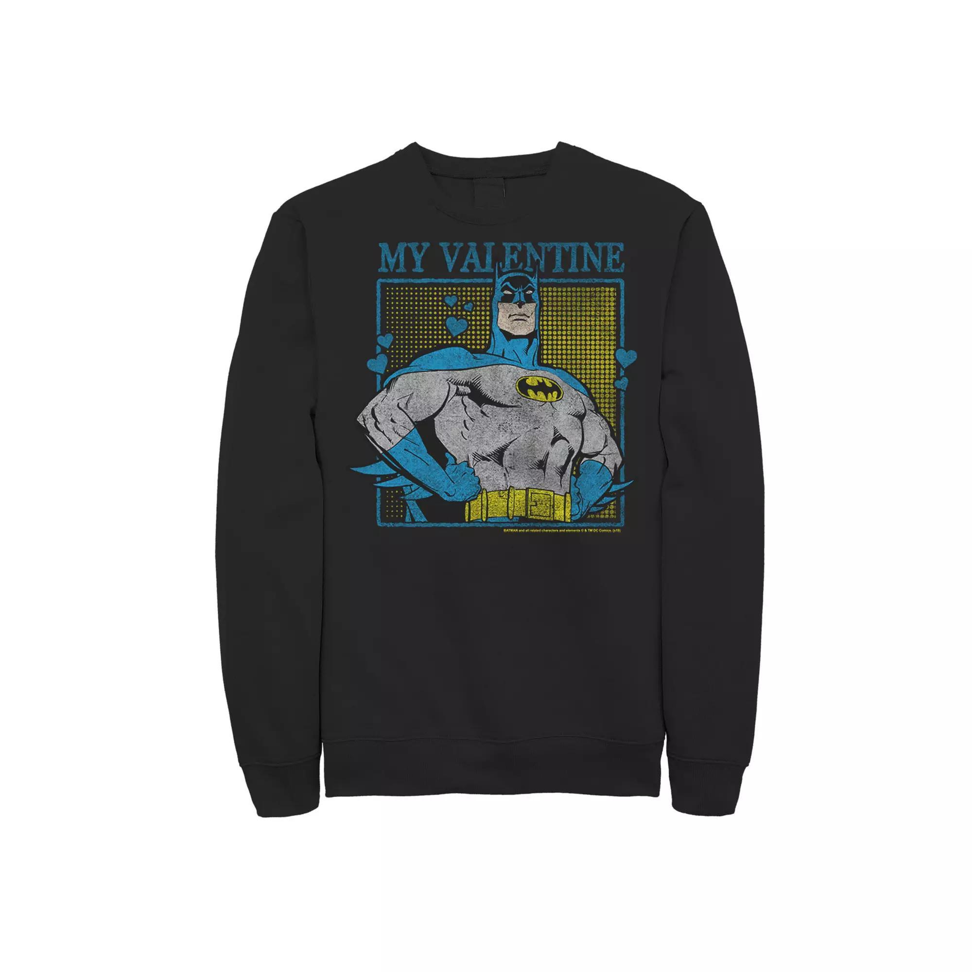 Men's DC Comics Batman My Valentine Comic Portrait Sweatshirt, Size: XXL, Black Product Image