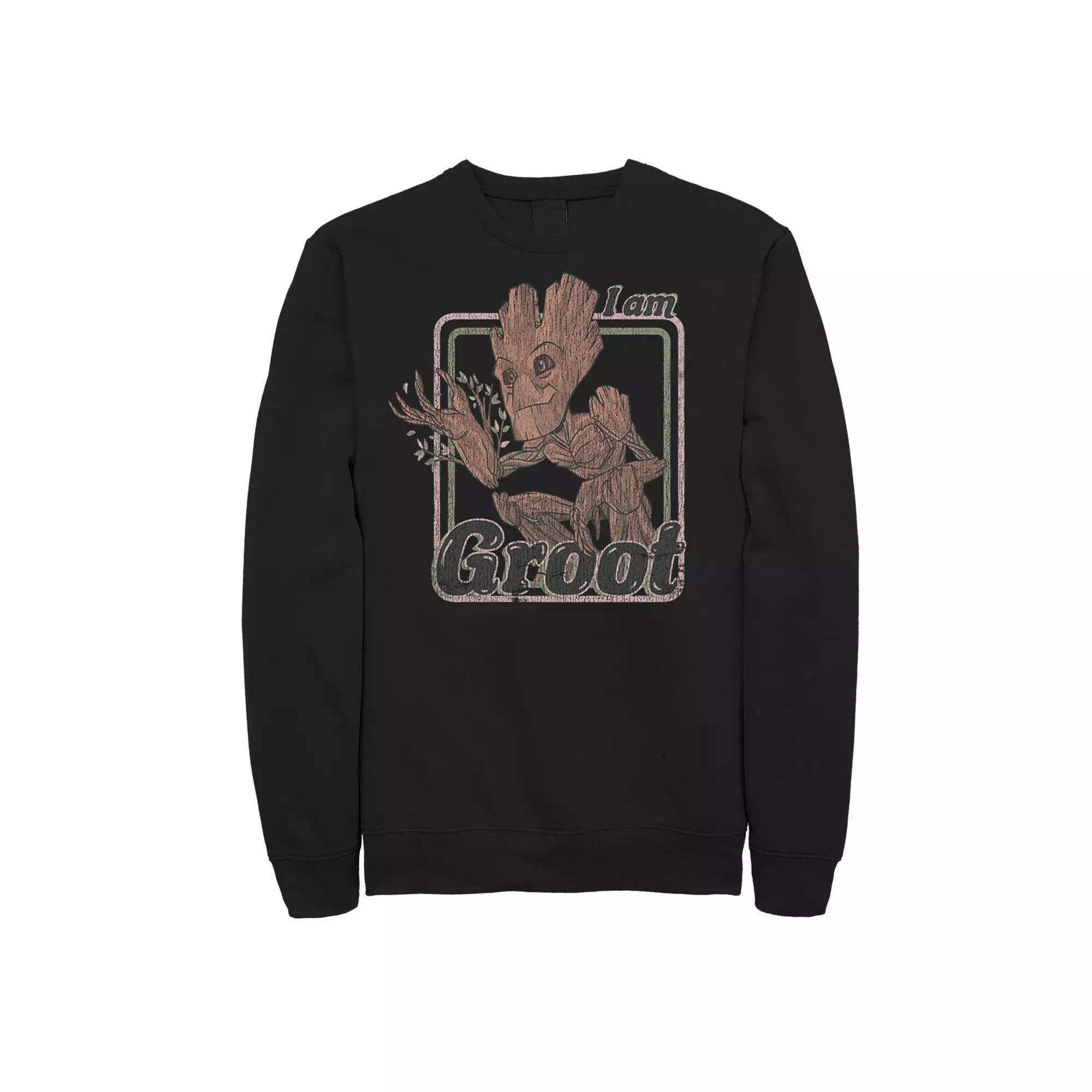 Men's Marvel Guardians Of The Galaxy I Am Groot Retro Portrait Sweatshirt, Size: 3XL, Black Product Image