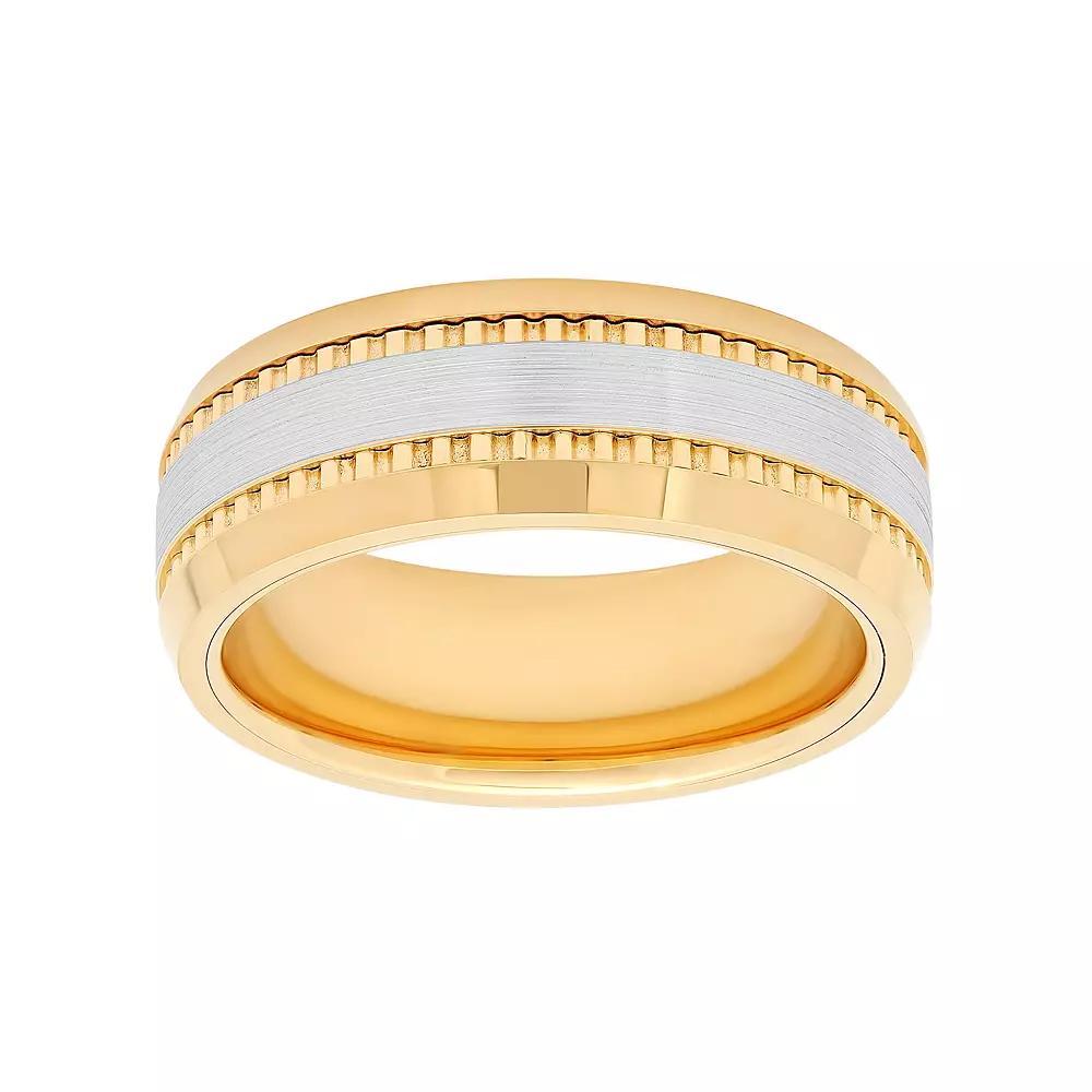 Men's Two Tone Cobalt Grooved Wedding Band, Size: 15, Yellow Product Image