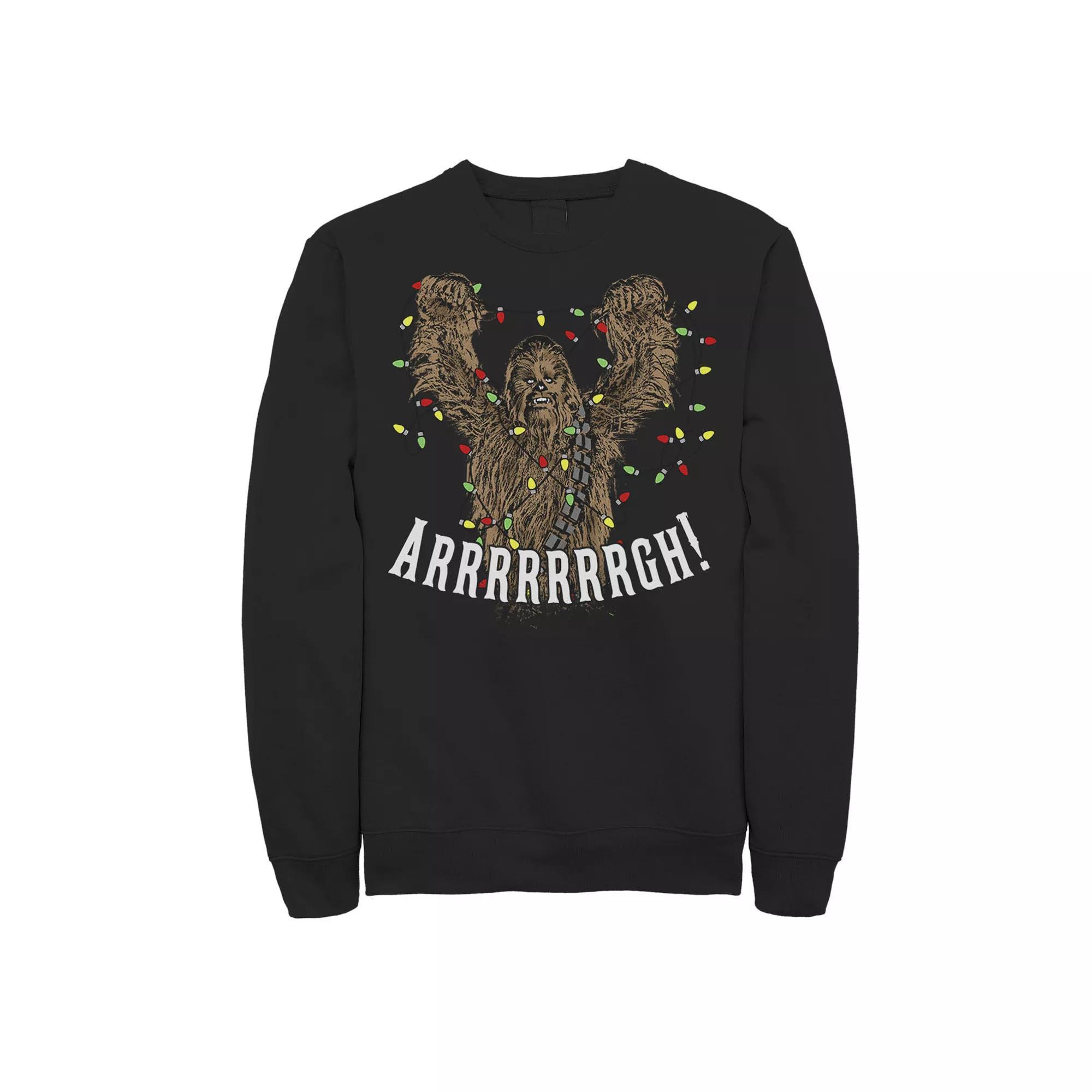 Men's Star Wars Chewbacca Roar Christmas Lights Sweatshirt, Size: Medium, Black Product Image