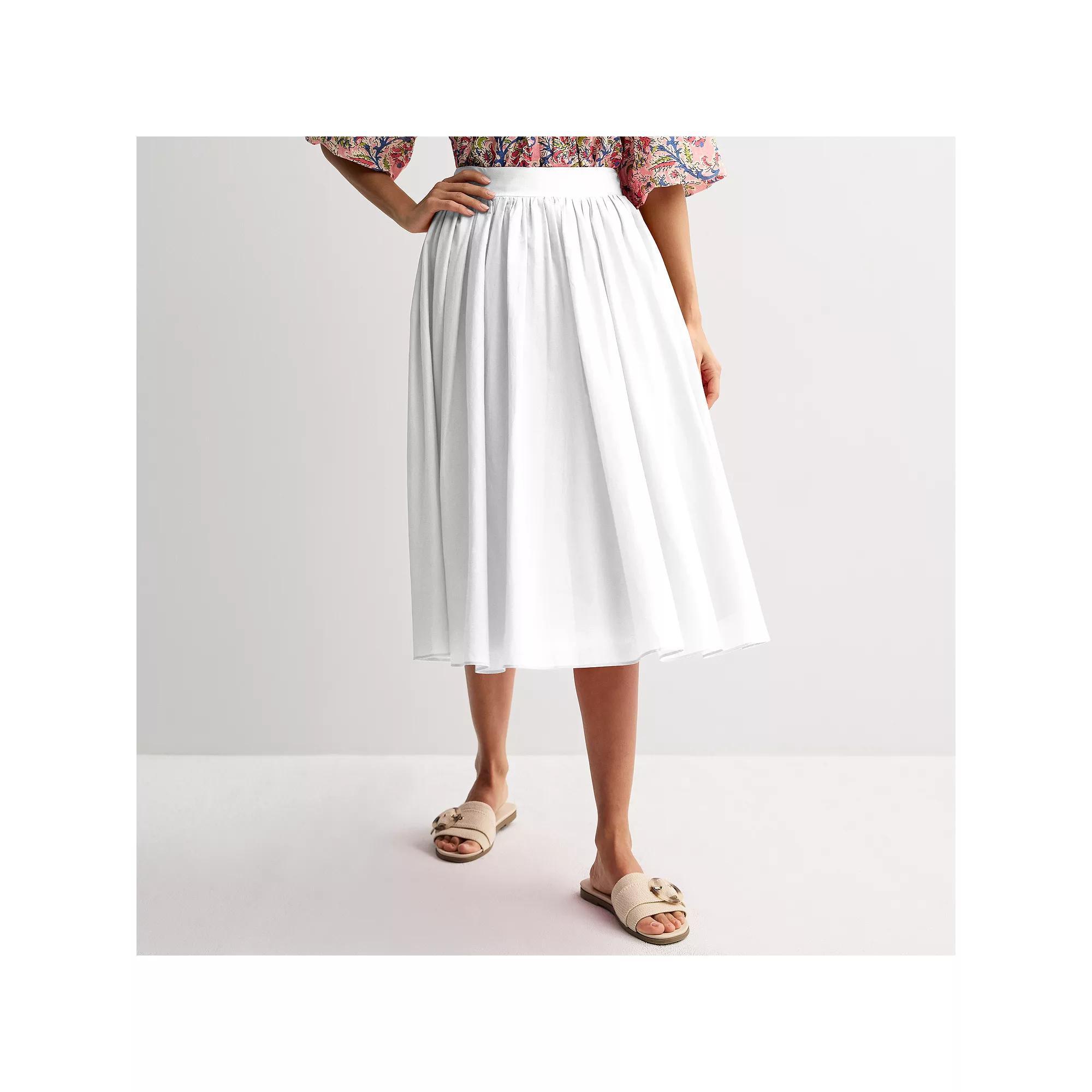 Women's Farmers Market Flowy Midi Skirt, Size: Small, White Product Image