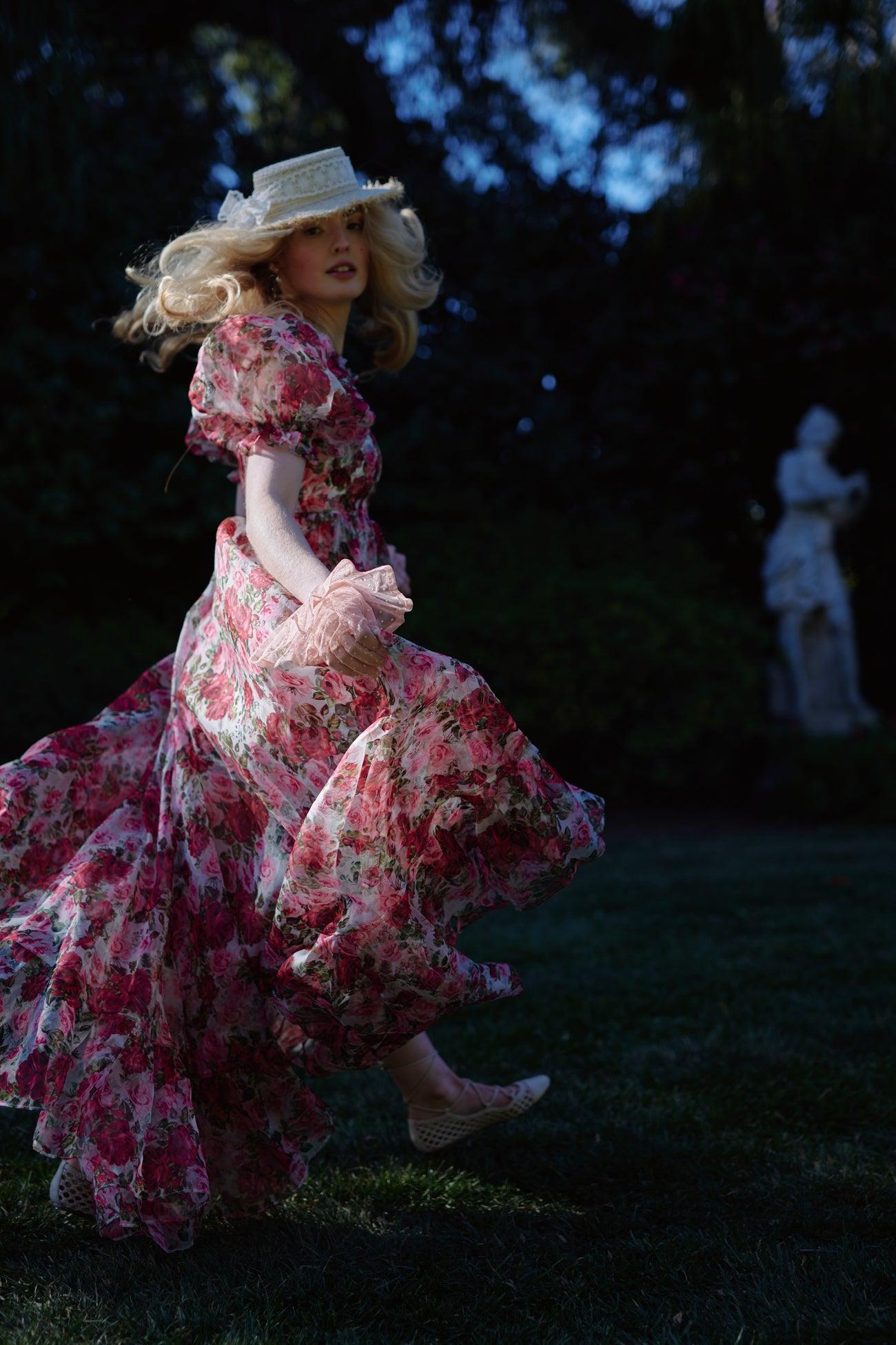 Roses Are Red Sheer Delight Ruffle Gown Product Image