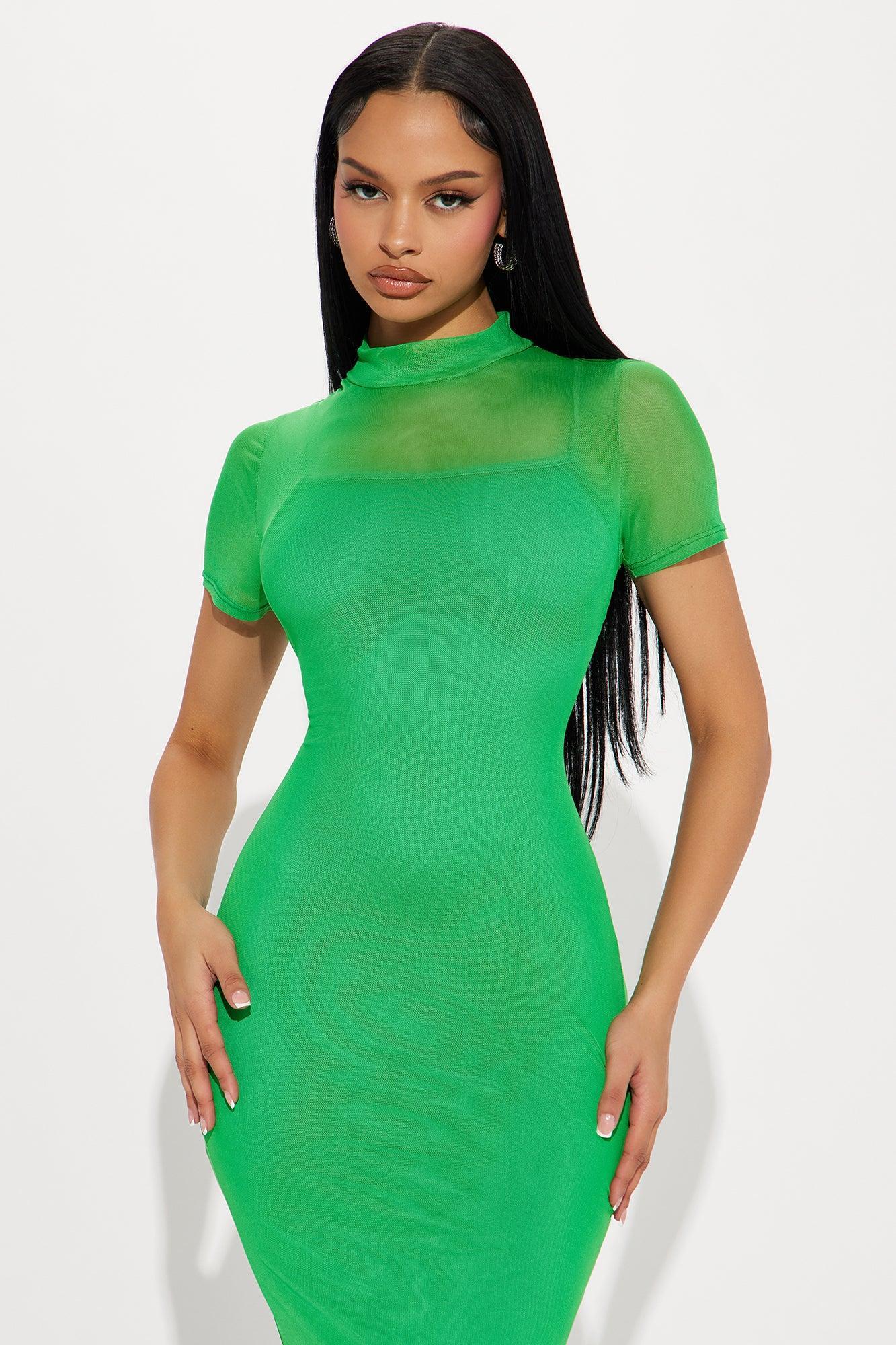 Feelin' Myself Mesh Midi Dress - Kelly Green Product Image