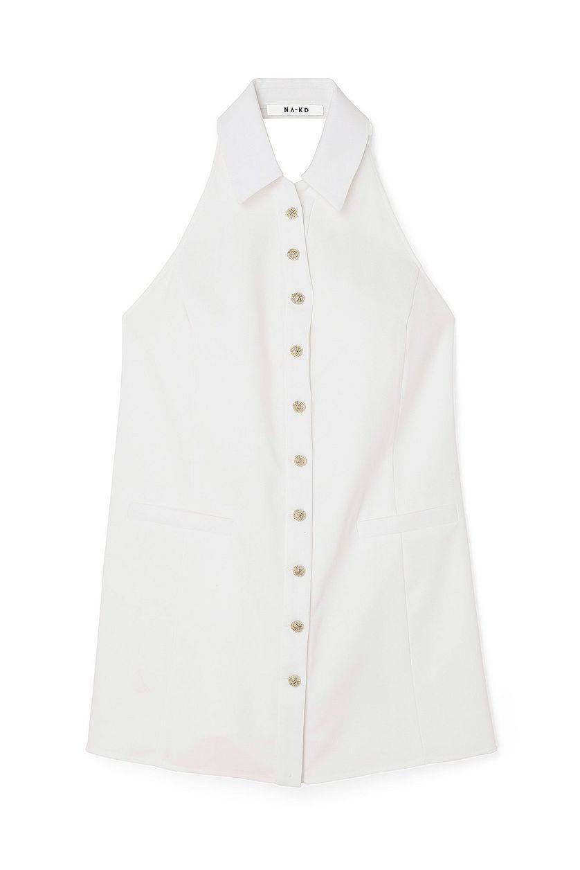 Button Detail A-line Mini Dress Product Image