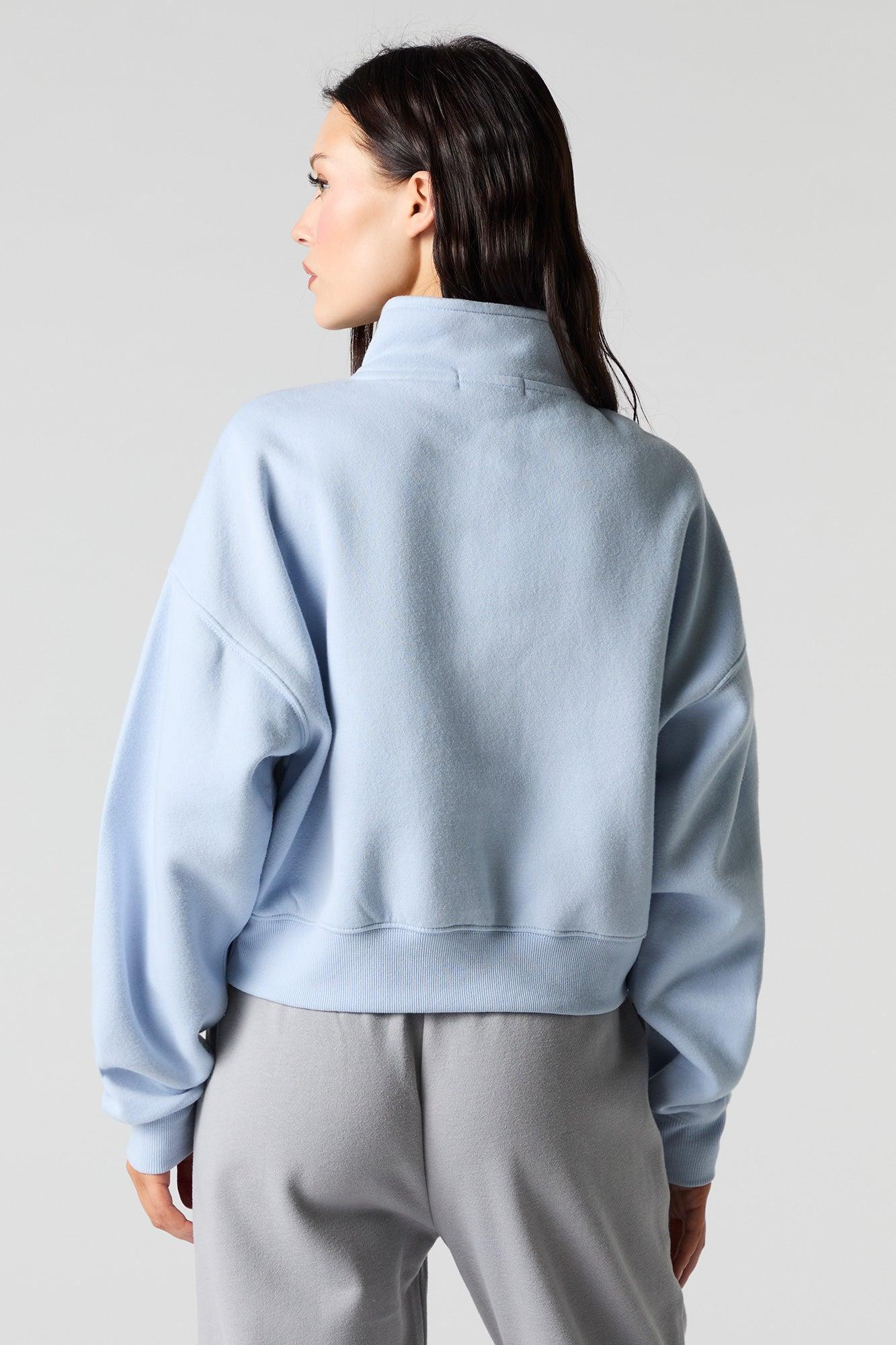 City Twill Embroidered Quarter Zip Fleece Sweatshirt Female Product Image