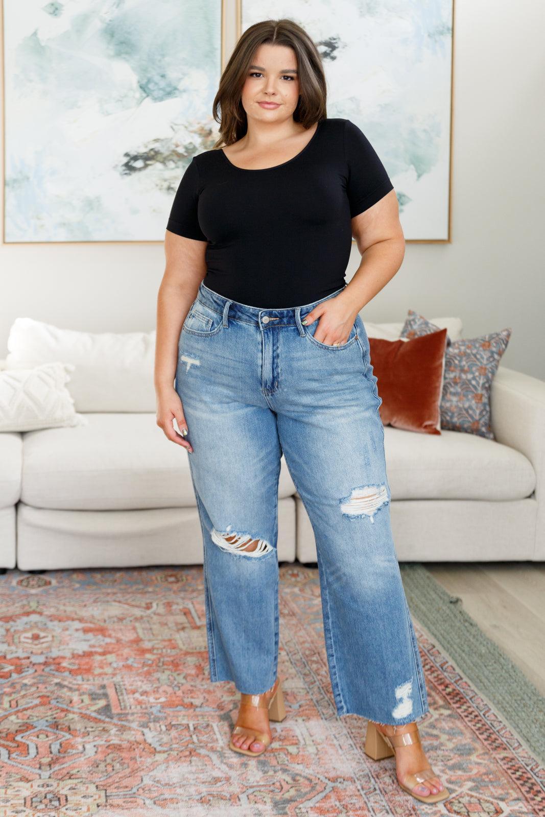 Nora High Rise Rigid Magic Destroy Slim Straight Judy Blue Jeans - ONLINE EXCLUSIVE! Product Image