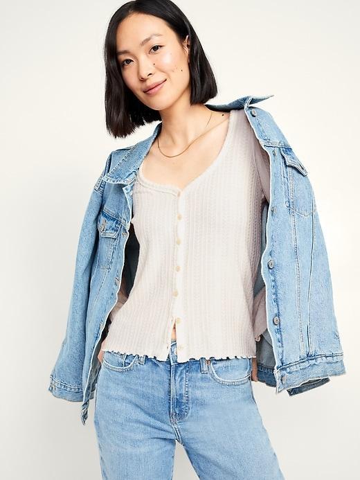Button-Down Pointelle Top Product Image