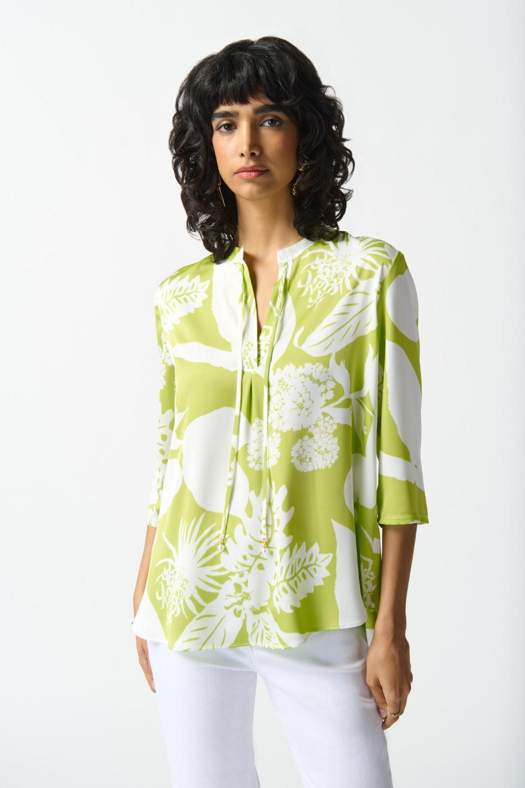 Satin Tropical Print Top Product Image