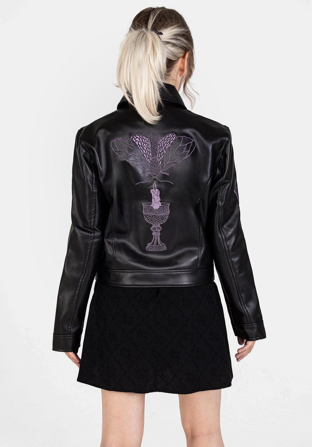 Sigil Embroidered Faux Leather Jacket Product Image