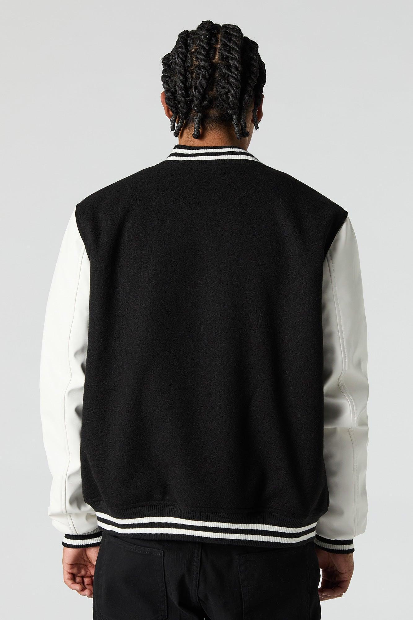 City Embroidered Fleece Varsity Jacket Male Product Image