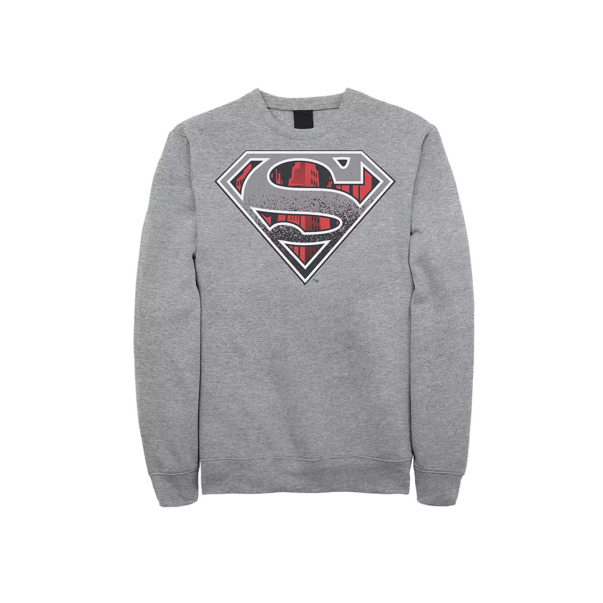 Men's DC Comics Superman Skyline Chest Logo Sweatshirt, Size: XXL, Athletic Grey Product Image