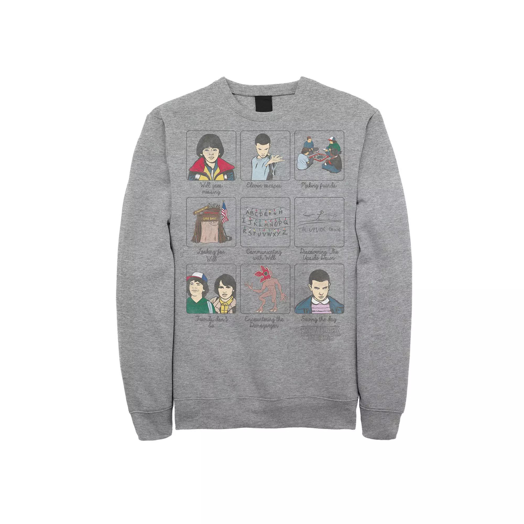 Men's Stranger Things Story Panels Sweatshirt, Size: 3XL, Athletic Grey Product Image