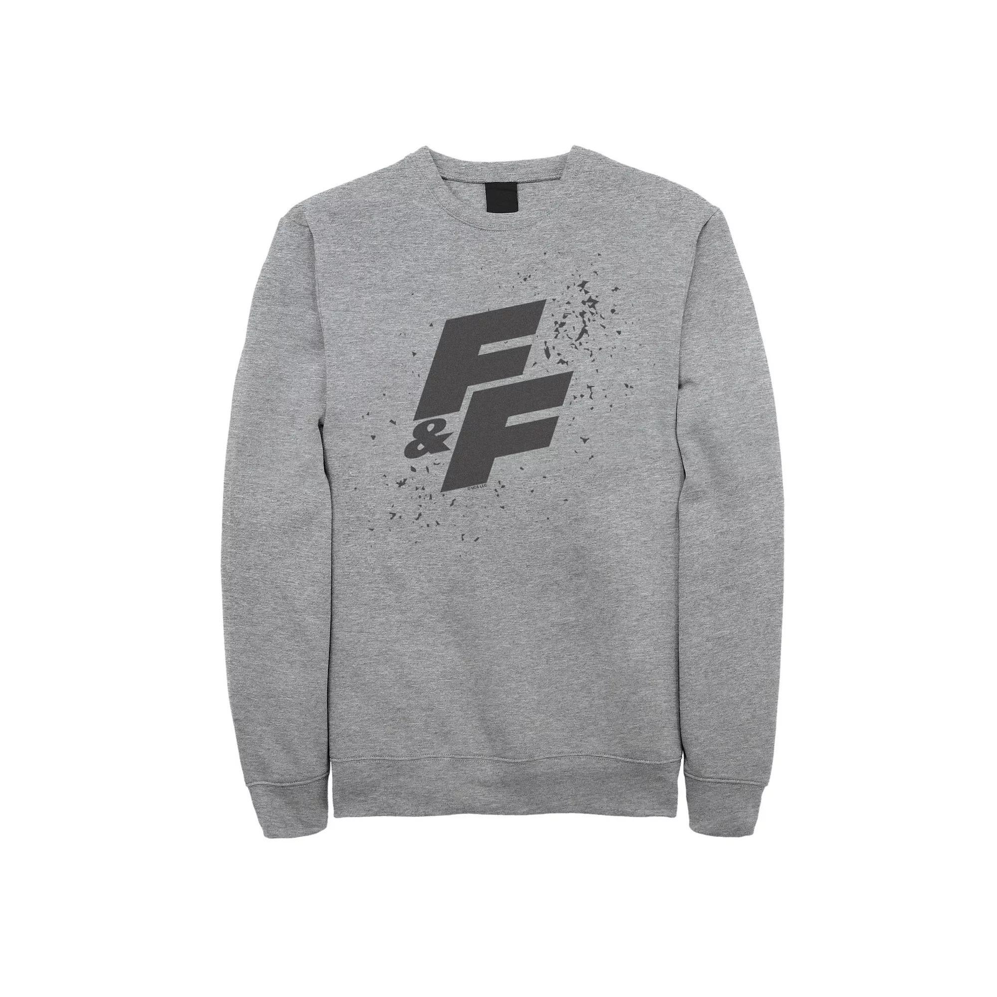 Men's Fast & Furious Paint Splatter Bold Logo Fleece Sweatshirt, Size: Large, Athletic Grey Product Image