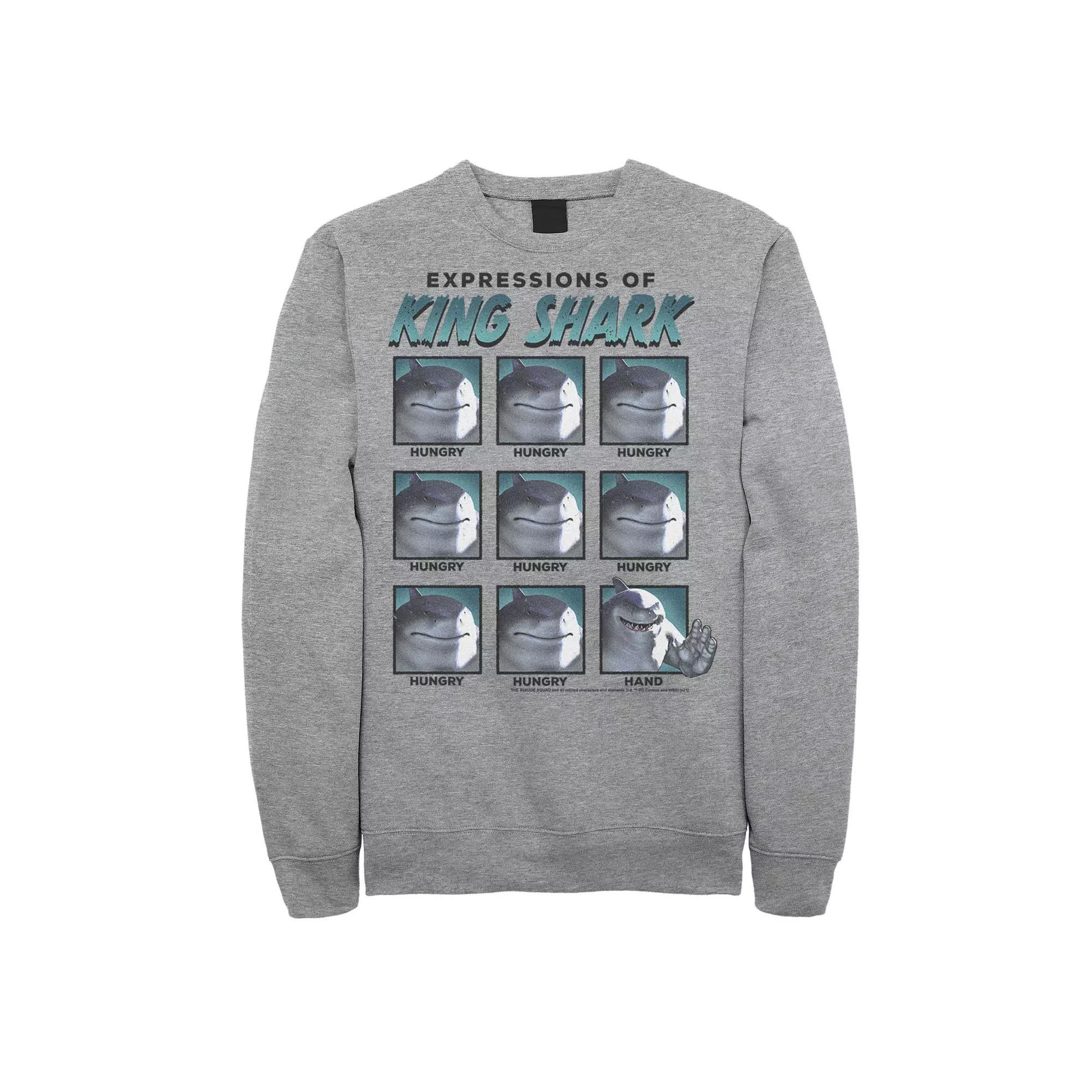 Men's The Suicide Squad Expressions Of King Shark Sweatshirt, Boy's, Size: Medium, Athletic Grey Product Image