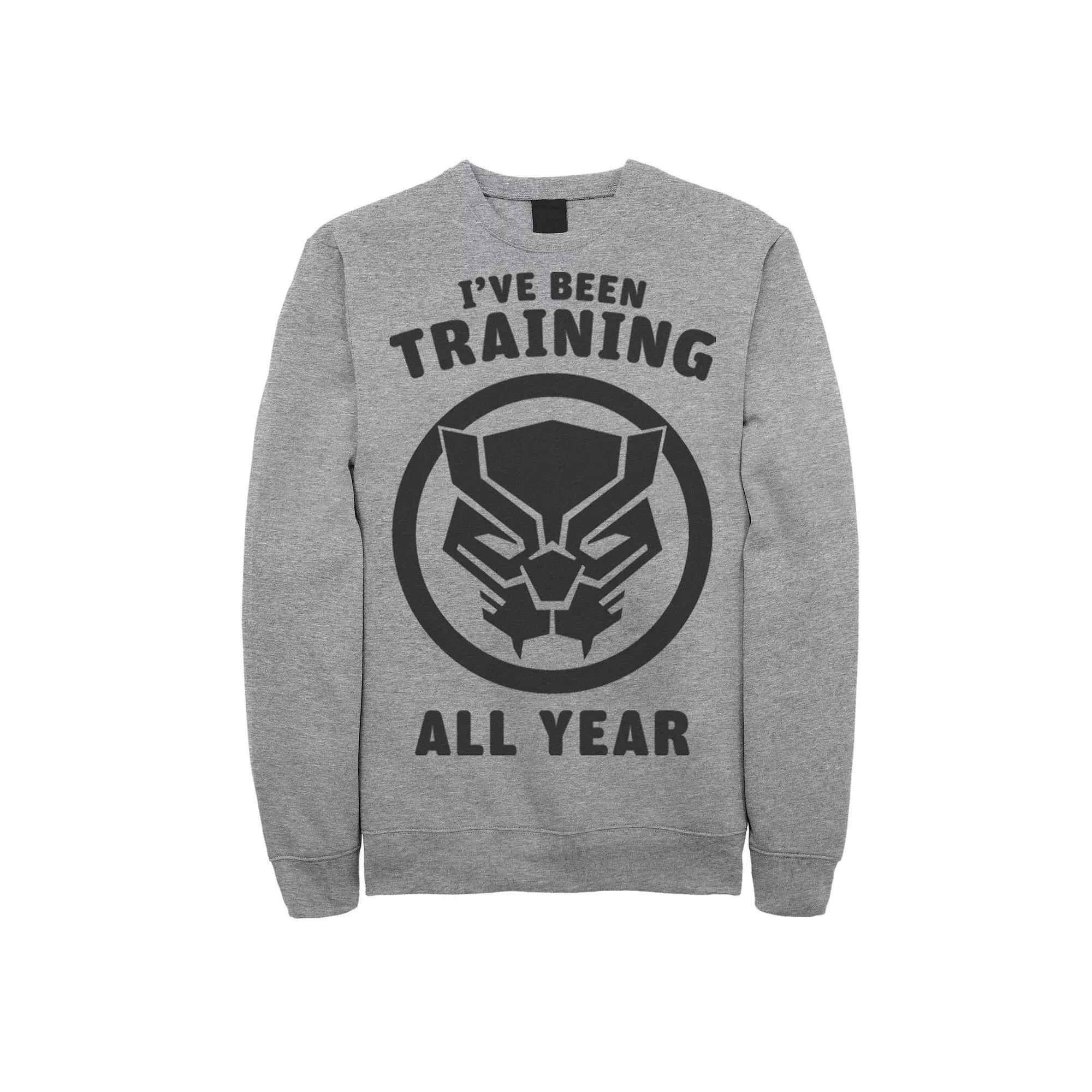 Men's Marvel Avengers Black Panther Training All Year Logo Sweatshirt, Size: XL, Athletic Grey Product Image