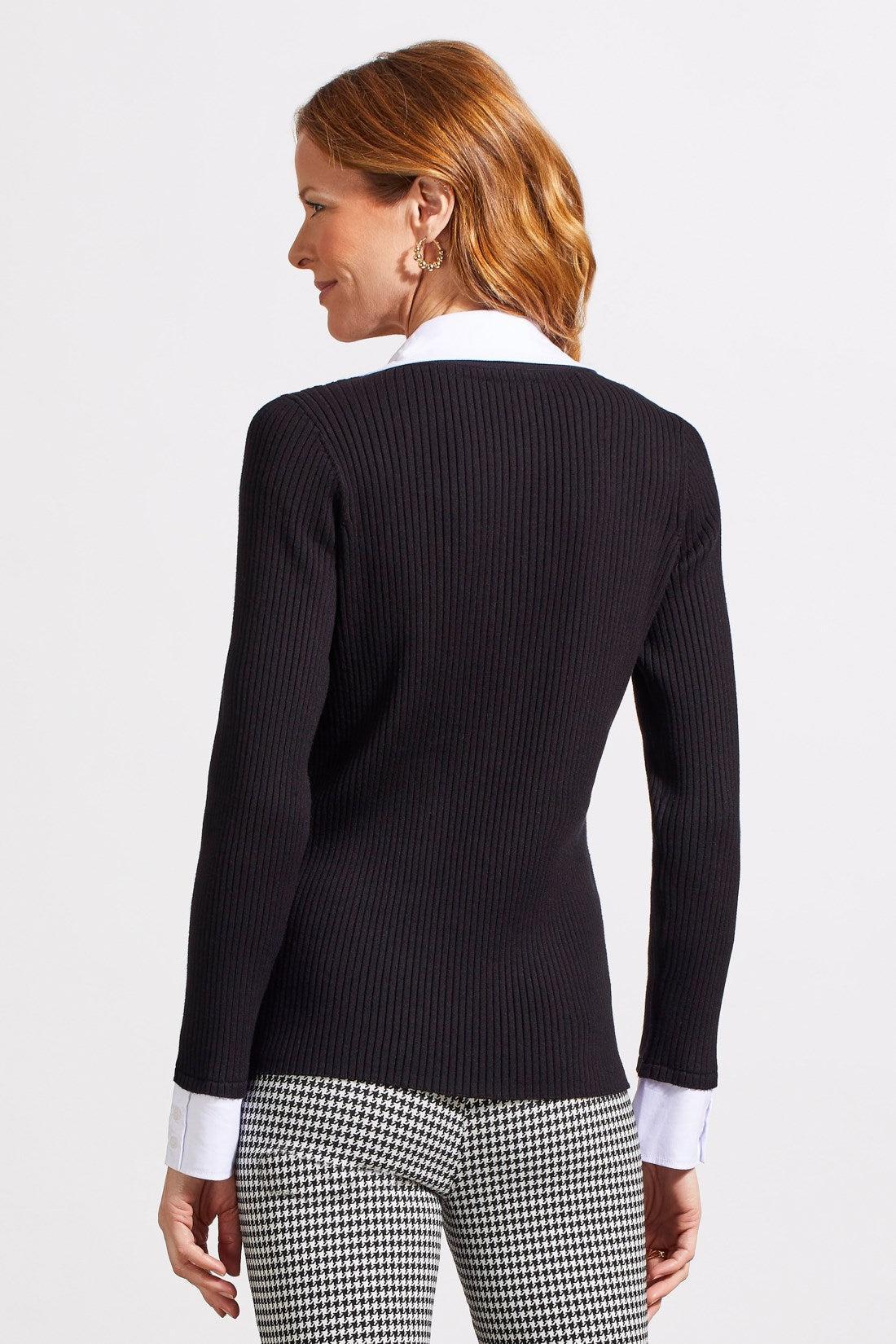 Henley Fooler Sweater- Black Product Image