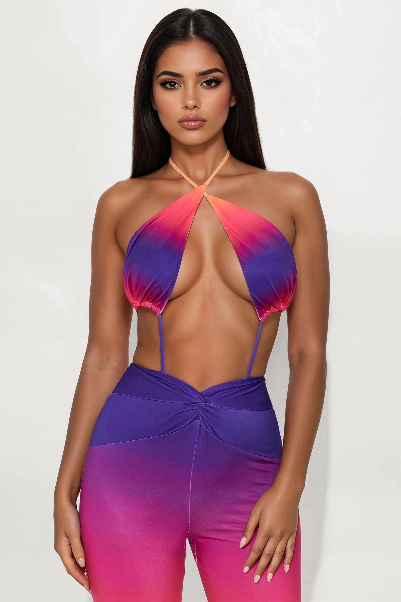 Nicoletta Ombre Halter Jumpsuit - Orange Product Image
