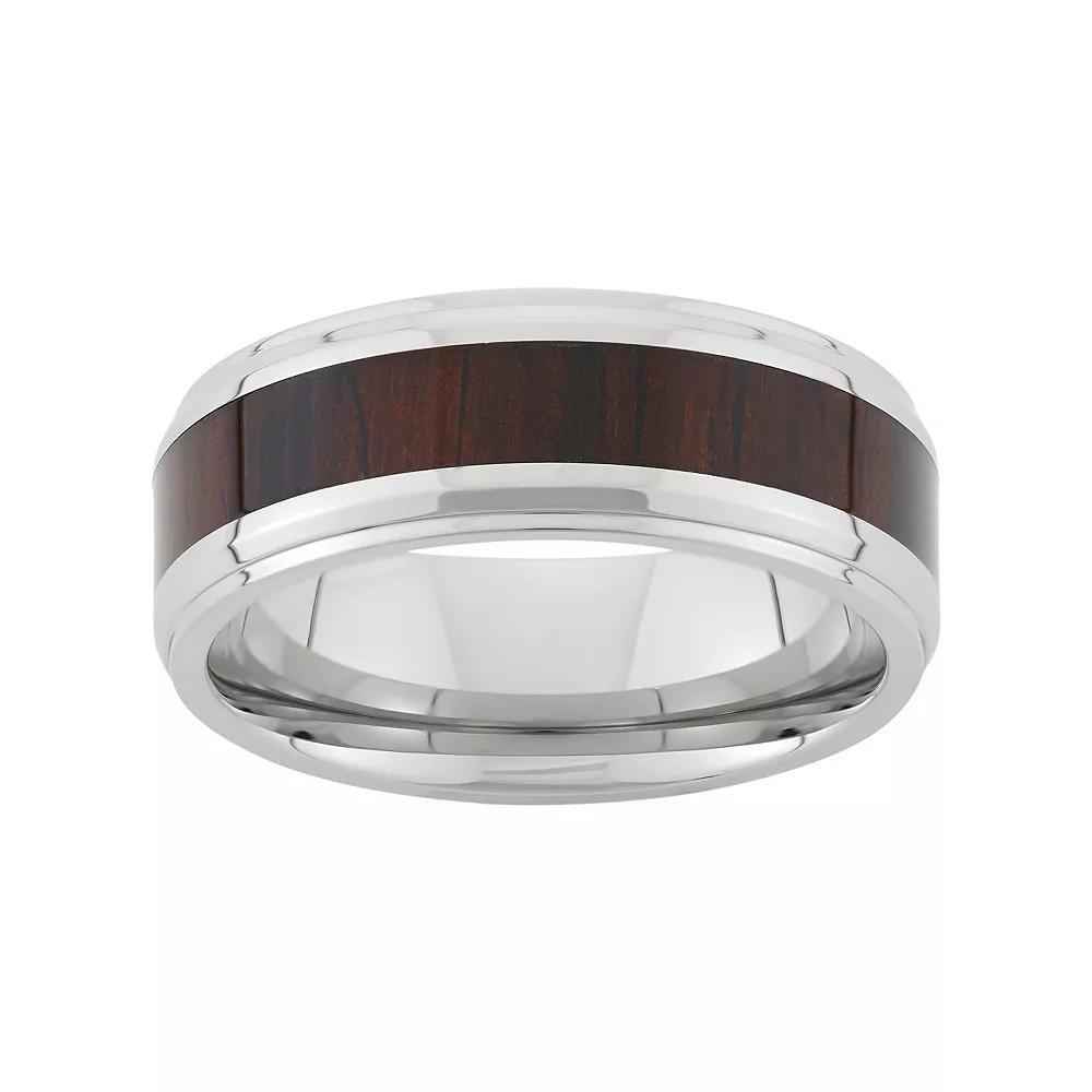 Stainless Steel and Wood Striped Wedding Band - Men, Men's, Size: 9, Two Tone Product Image