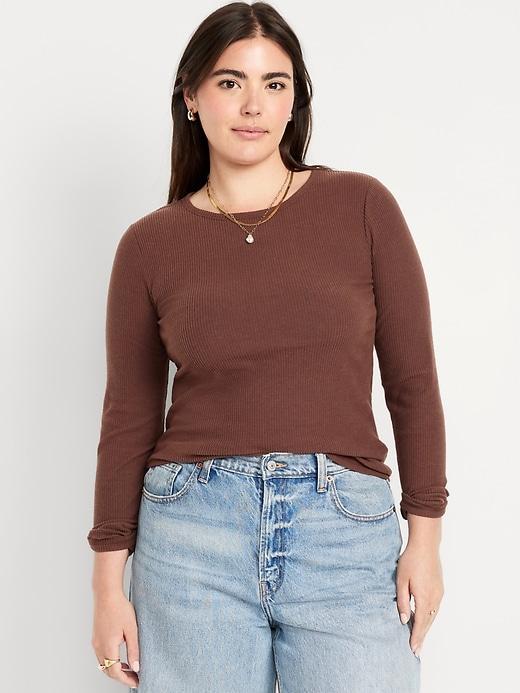 Plush-Knit Long-Sleeve T-Shirt Product Image