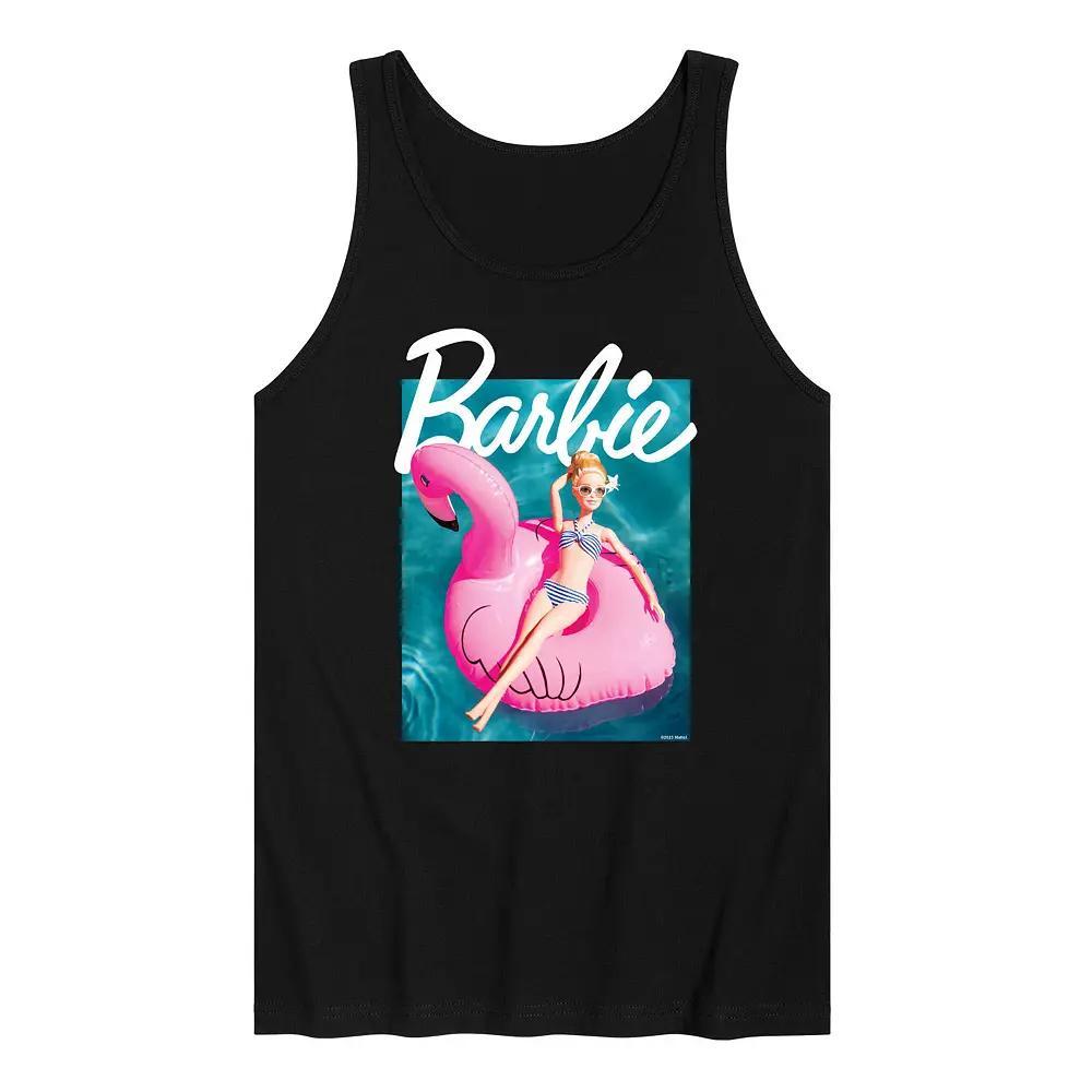 Mens Barbie Pool Flamingo Graphic Tank Top Grey Gray Product Image