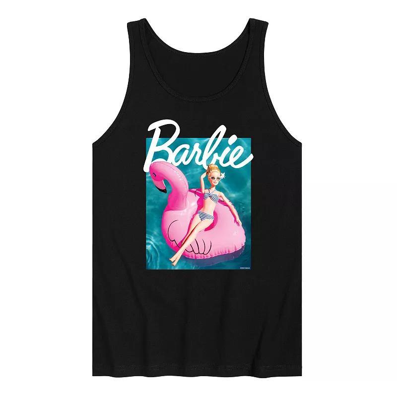 Mens Barbie Pool Flamingo Graphic Tank Top Grey Gray Product Image