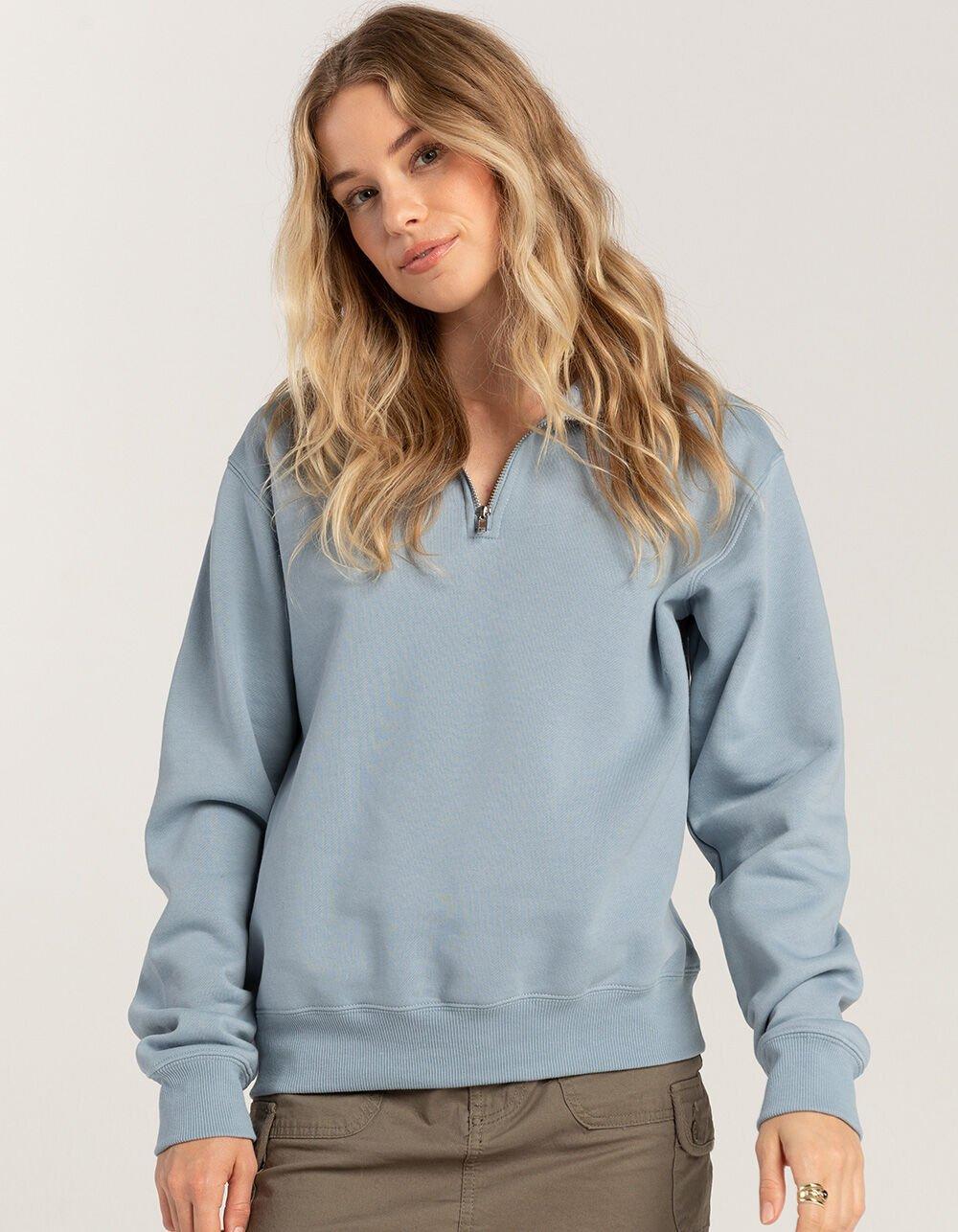 TILLYS Quarter Zip Womens Sweatshirt - BLUE Product Image