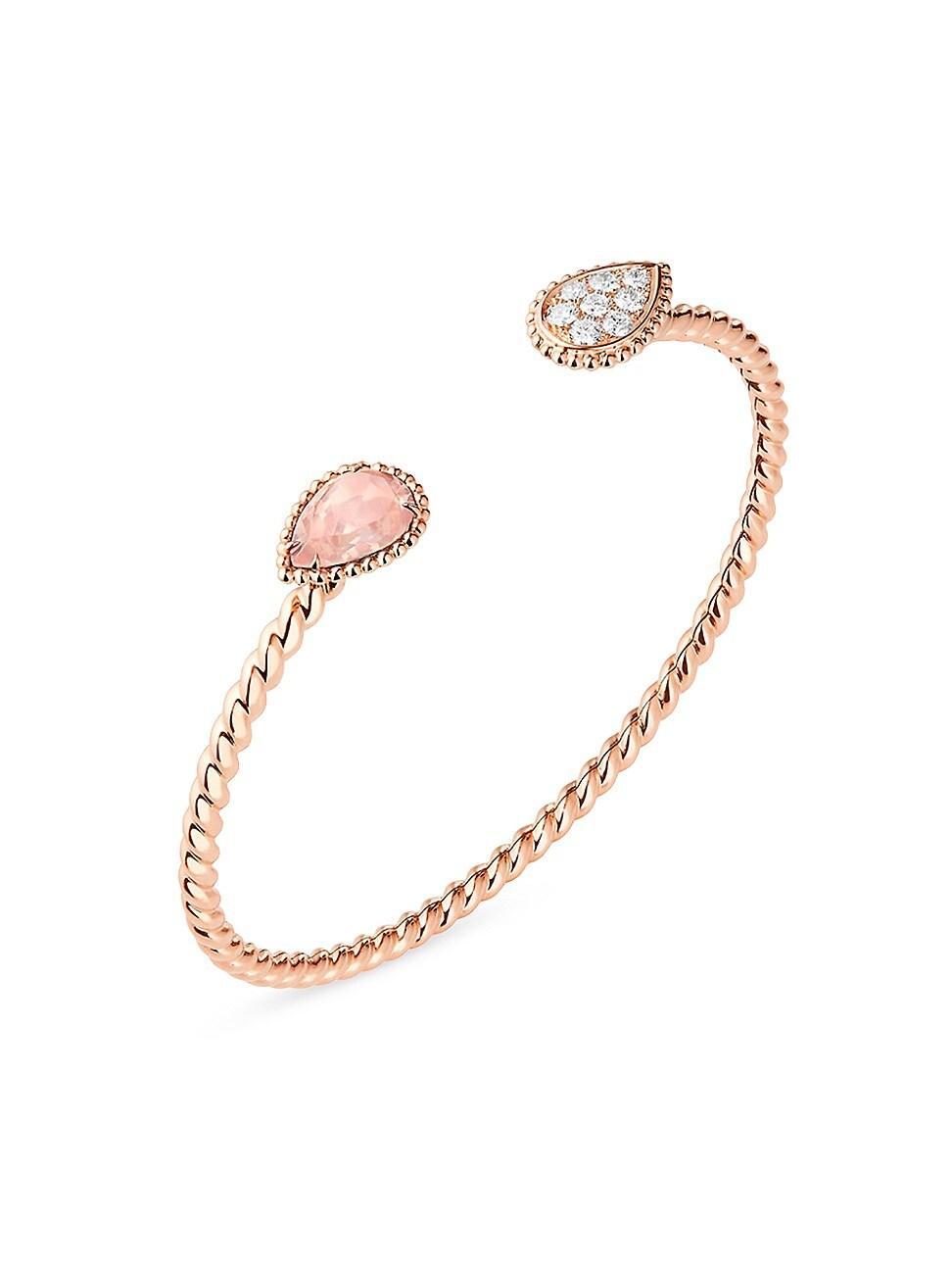 Womens Serpent Bohme 18K Rose Gold, 1.36 TCW Diamond & Pink Quartz Cuff Product Image
