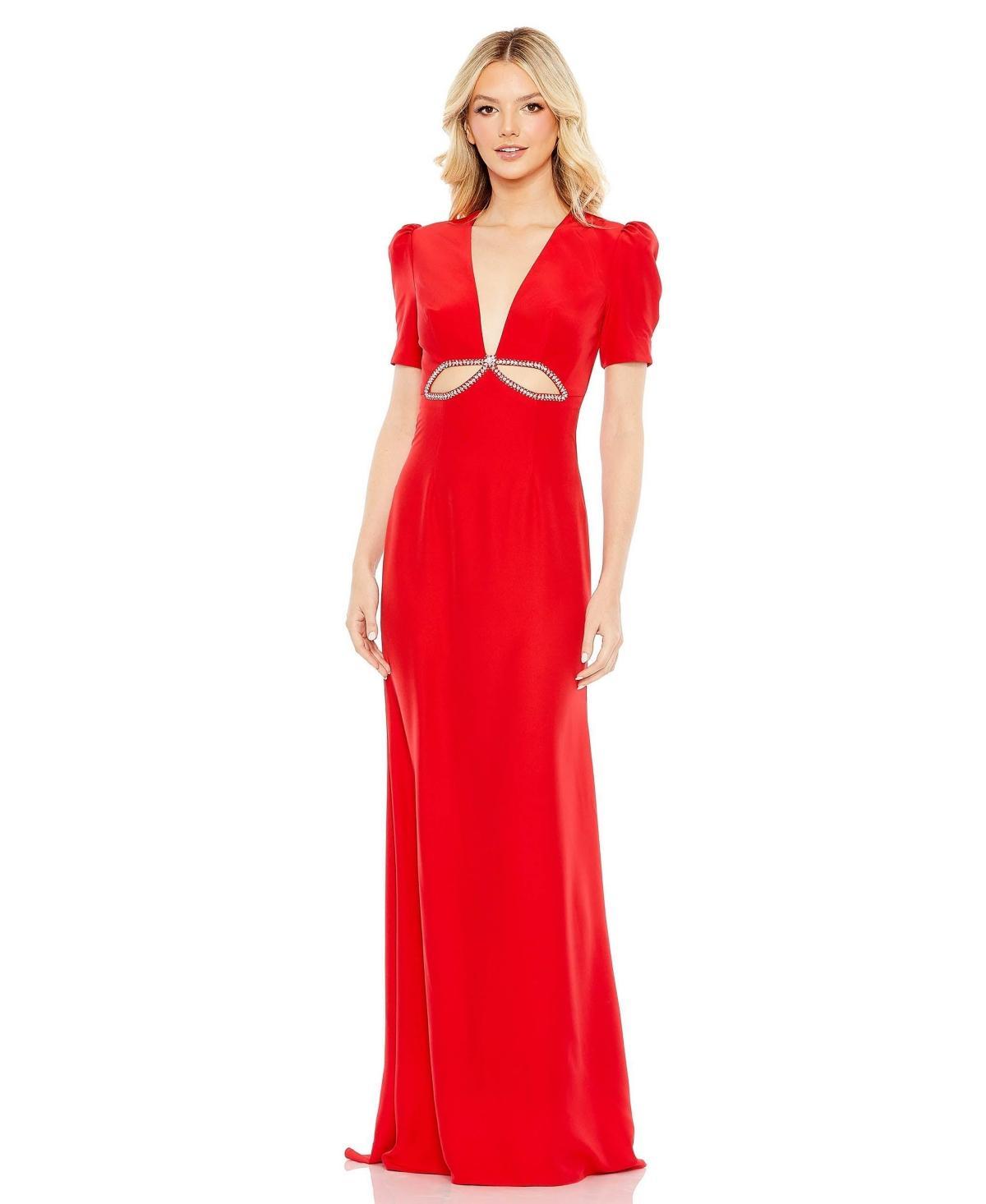 Womens Ieena Puff-Sleeve Cut-Out Gown Product Image
