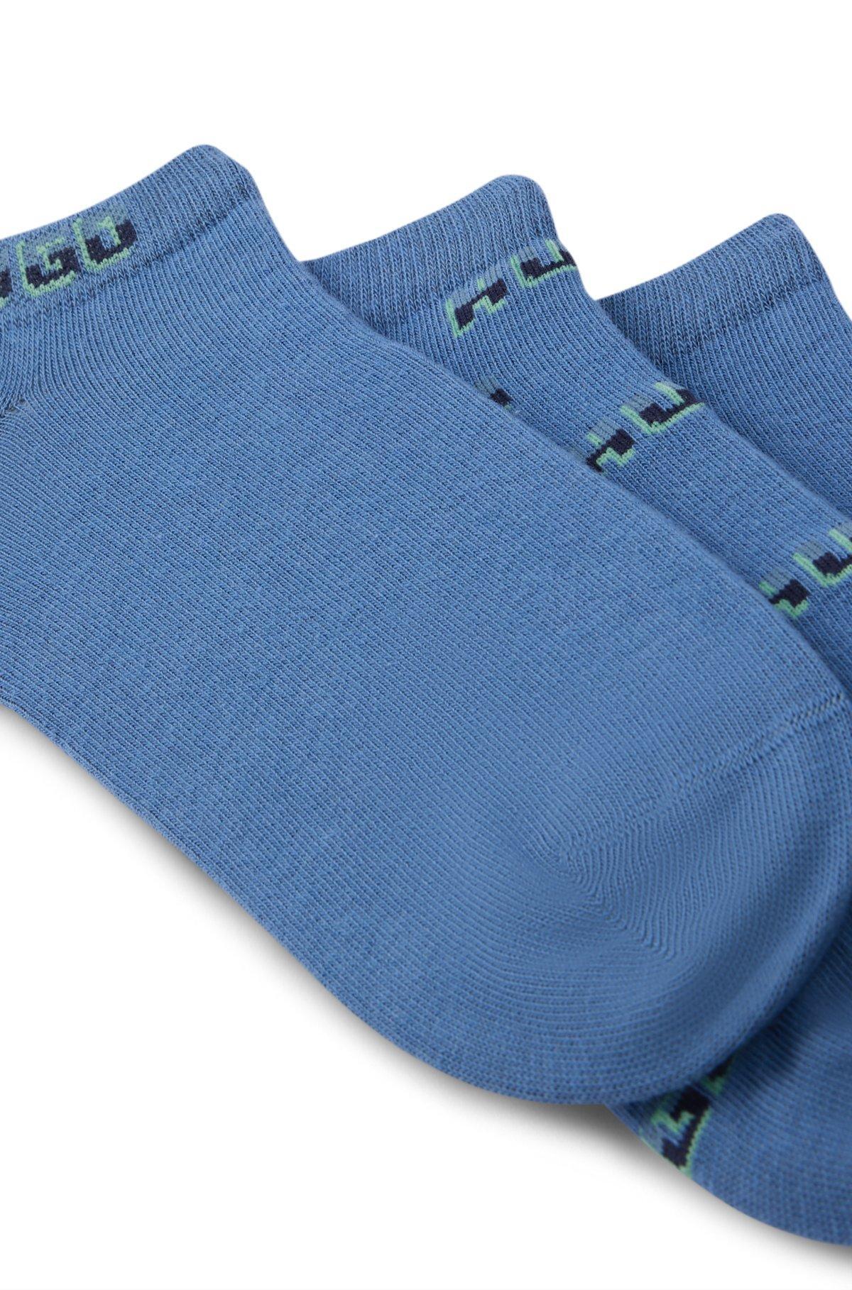 HUGO - Three-pack of ankle socks with logos - Blue Product Image