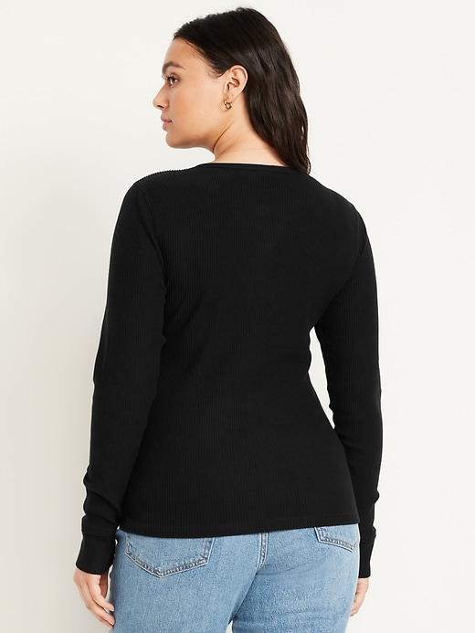 Ribbed Henley Top Product Image