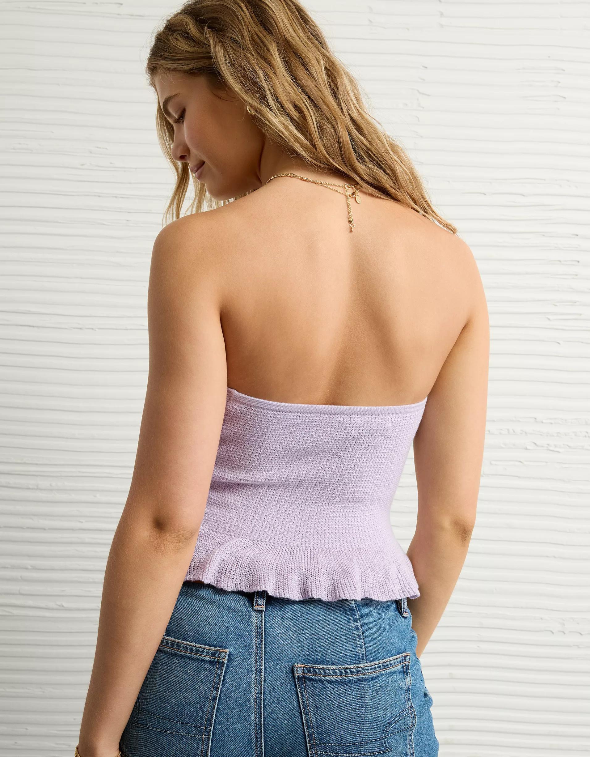 AE Cropped Peplum Sweater Tube Top Product Image