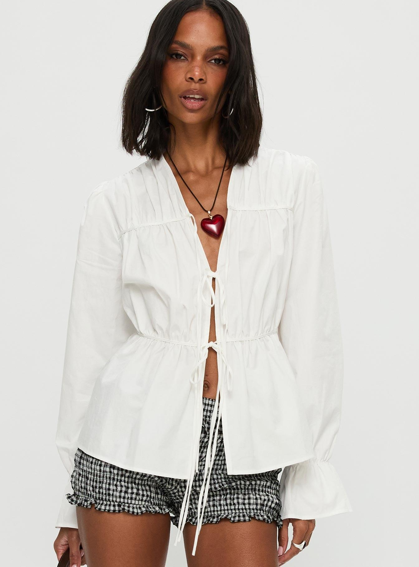 Scarlotte Bow Tie Top White Product Image